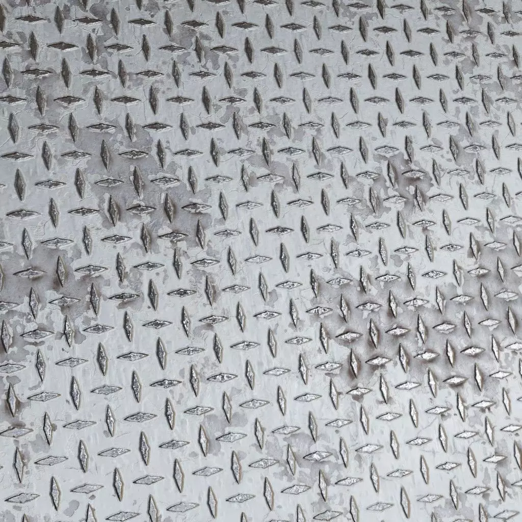 Rusted Pale Diamond Tread Plate Metal PBR Seamless Texture_3