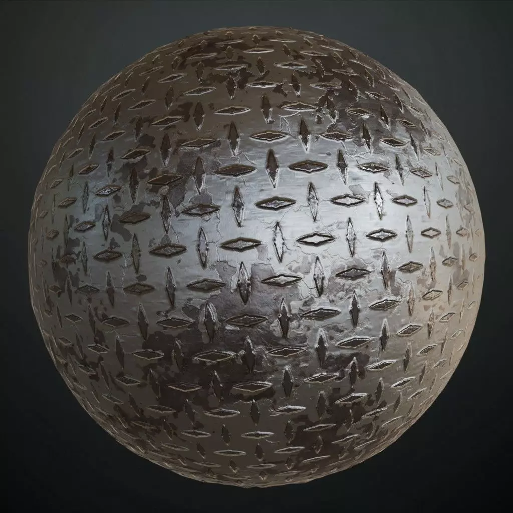 Rusted Pale Diamond Tread Plate Metal PBR Seamless Texture_0