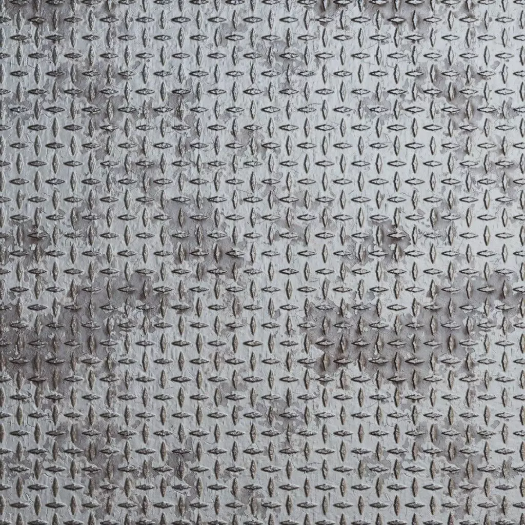 Rusted Pale Diamond Tread Plate Metal PBR Seamless Texture_2