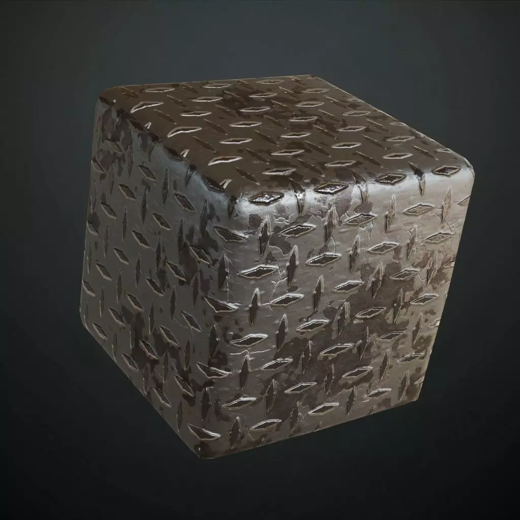 Rusted Pale Diamond Tread Plate Metal PBR Seamless Texture_4