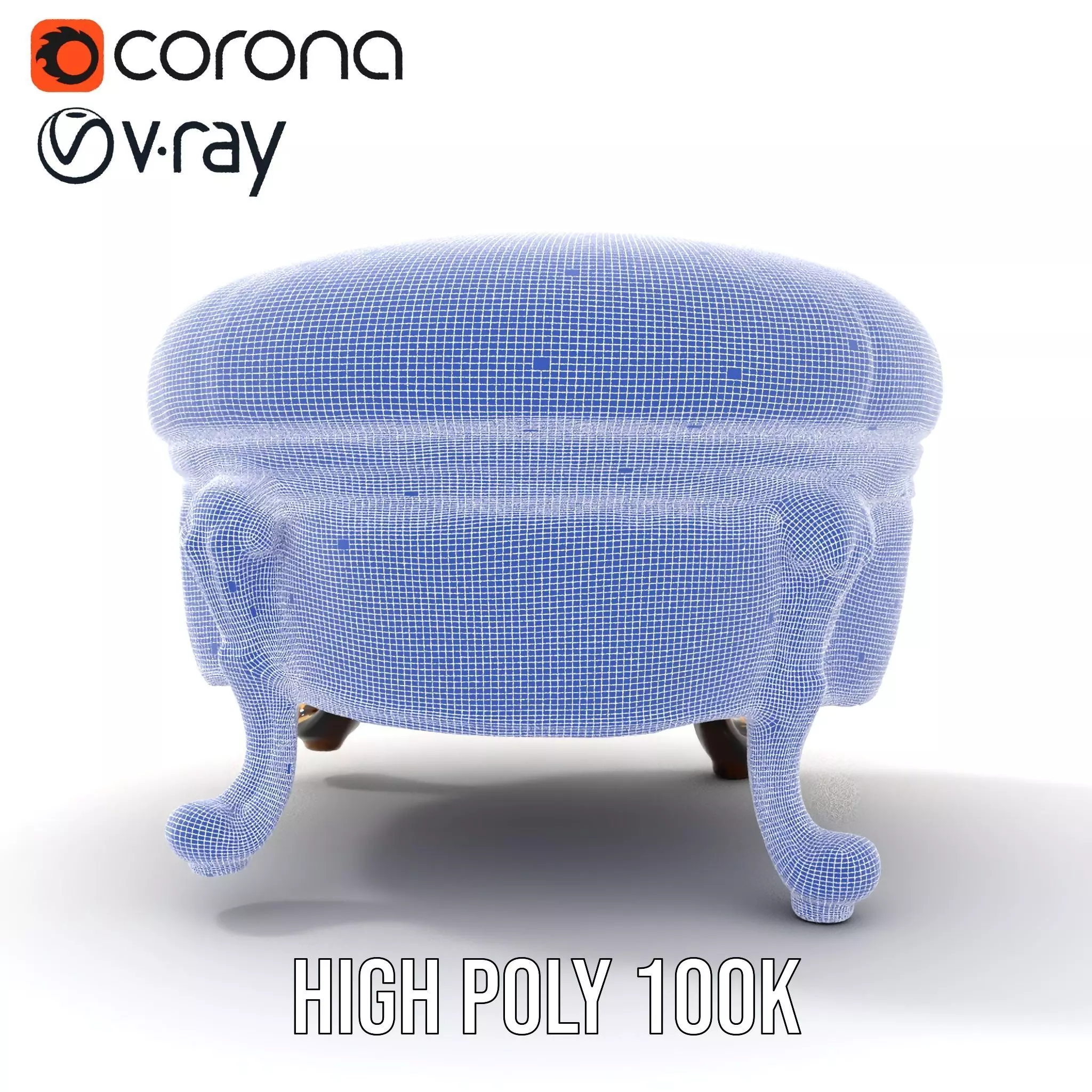 Elegant Red Ottoman model pack Low-poly 3D model_32