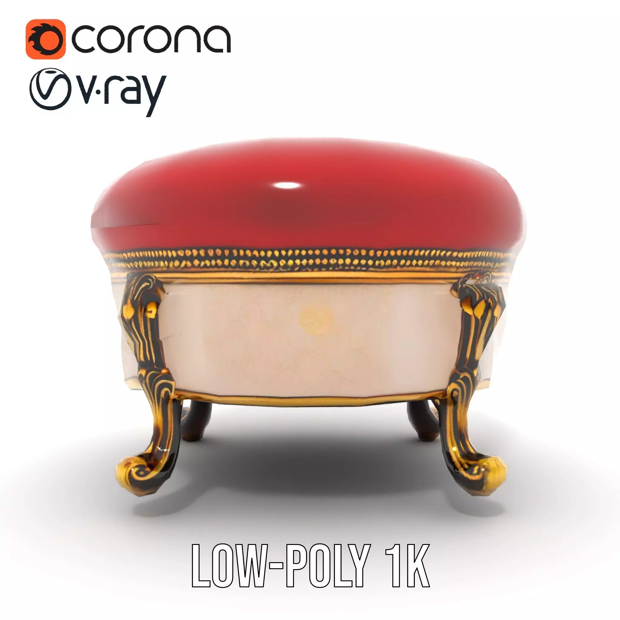 Elegant Red Ottoman model pack Low-poly 3D model_21