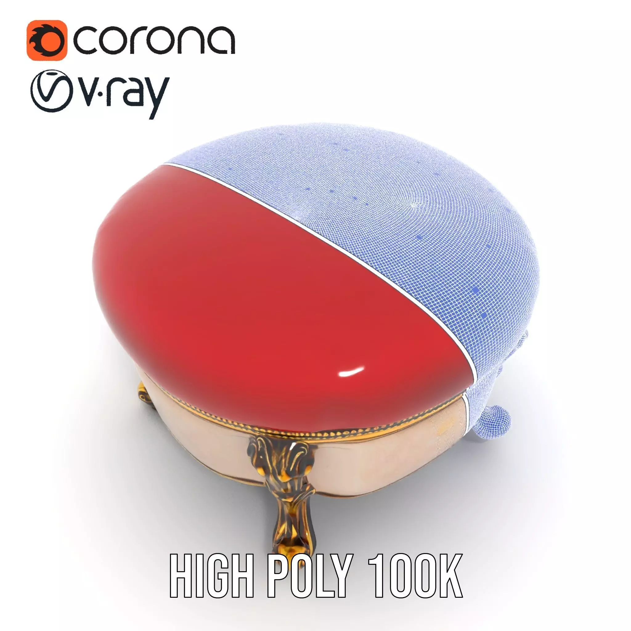 Elegant Red Ottoman model pack Low-poly 3D model_22