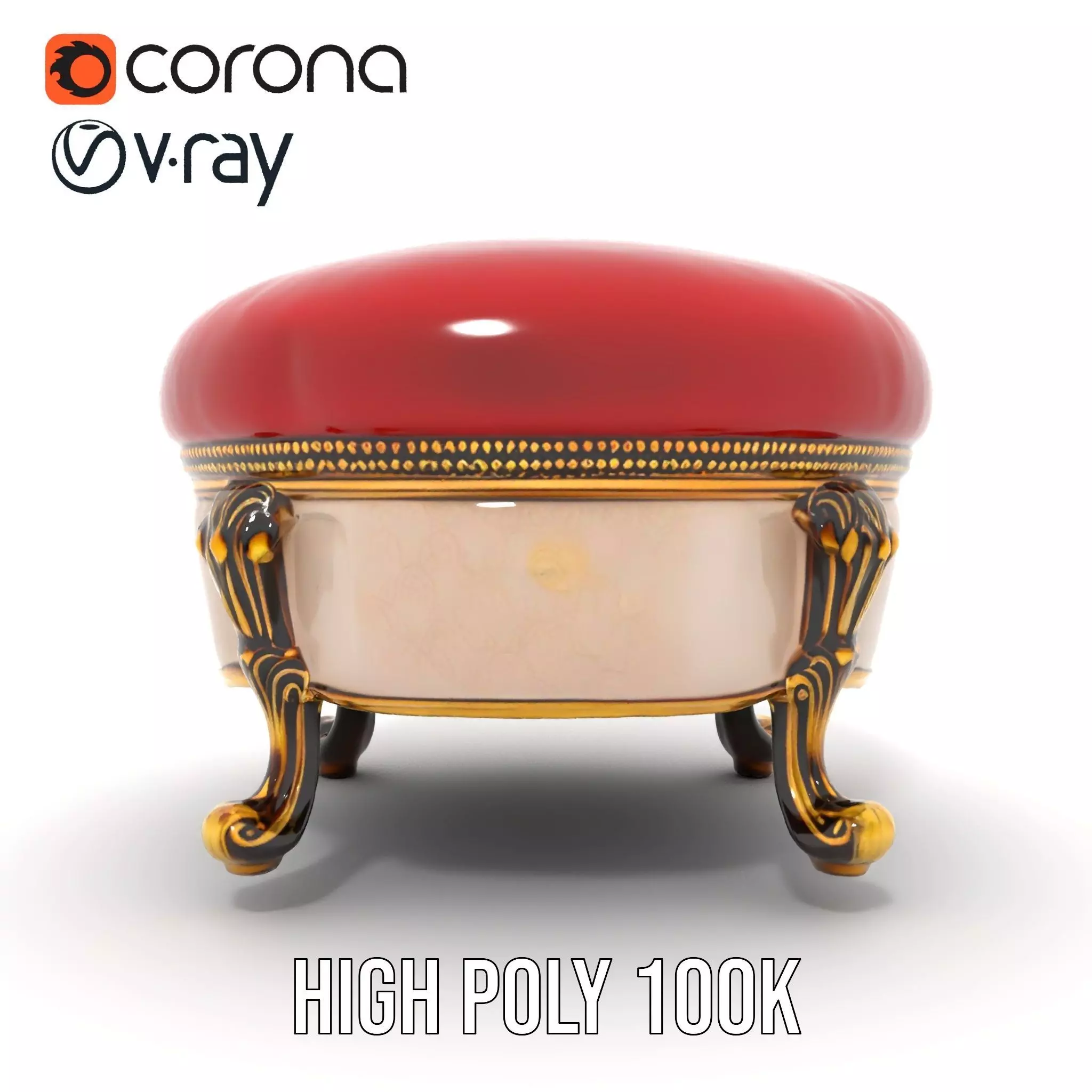 Elegant Red Ottoman model pack Low-poly 3D model_28