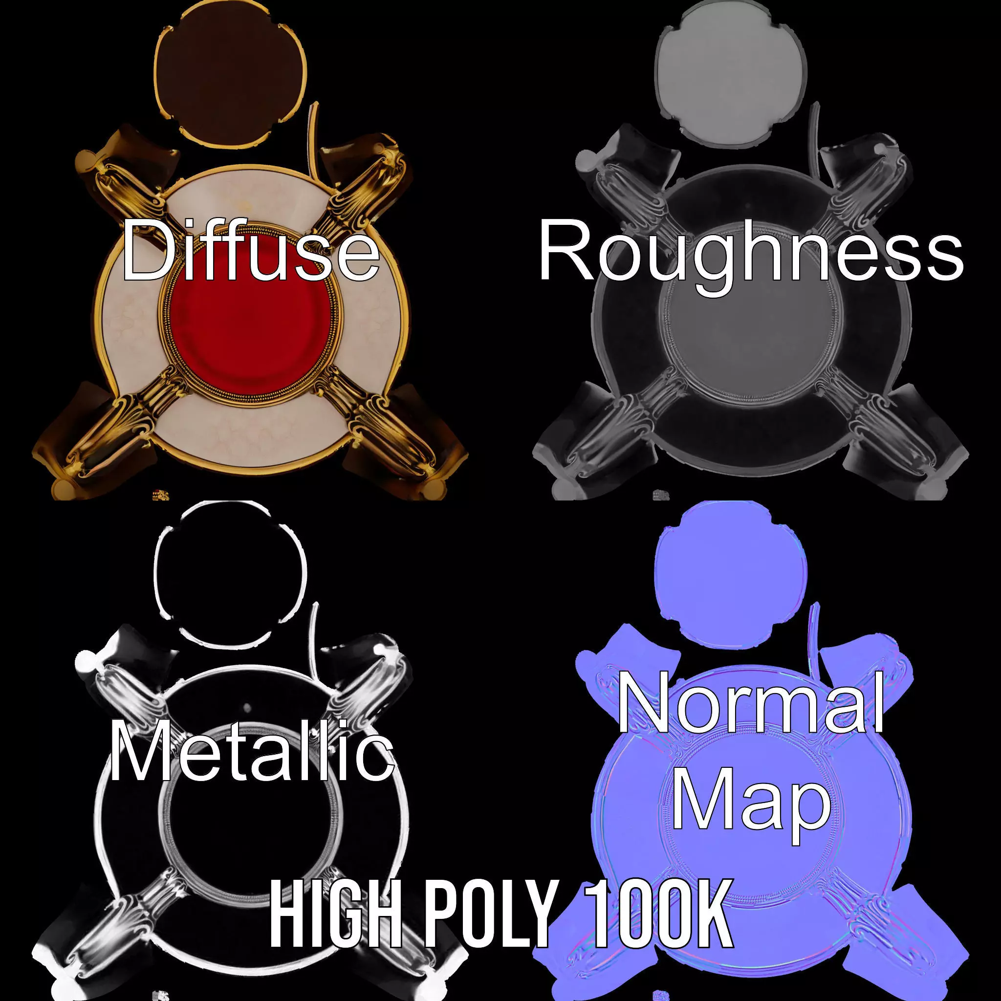 Elegant Red Ottoman model pack Low-poly 3D model_3