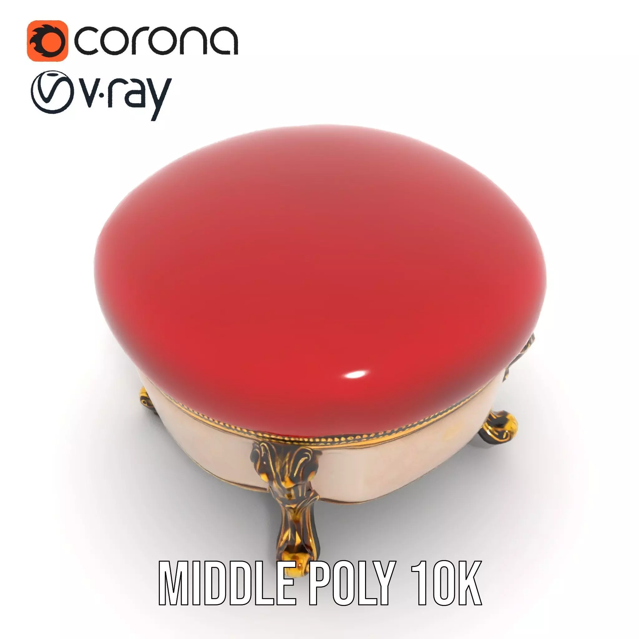 Elegant Red Ottoman model pack Low-poly 3D model_9