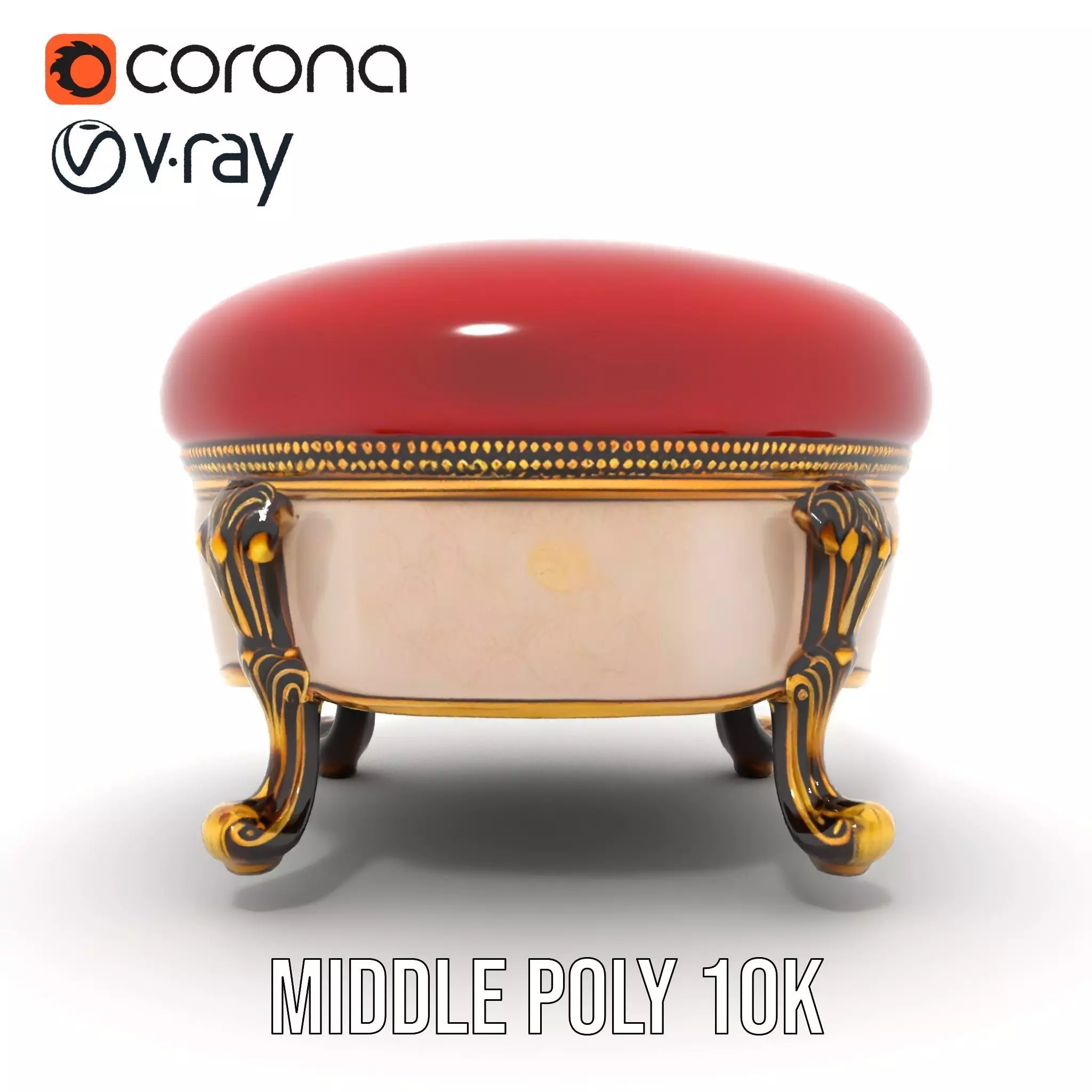 Elegant Red Ottoman model pack Low-poly 3D model_17