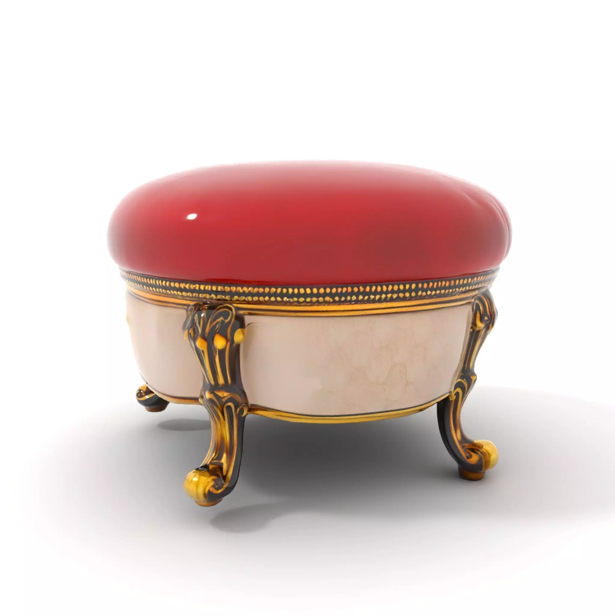 Elegant Red Ottoman model pack Low-poly 3D model_0