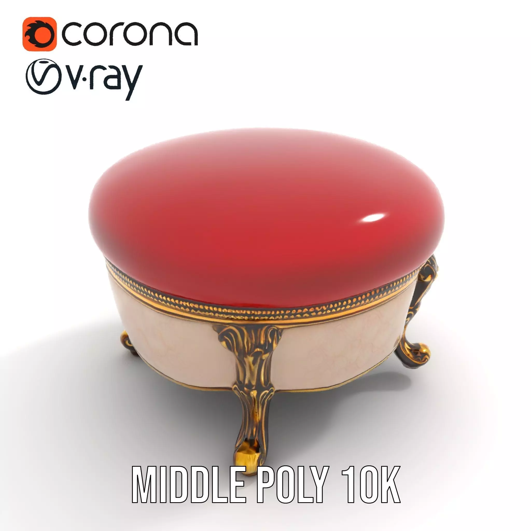 Elegant Red Ottoman model pack Low-poly 3D model_5
