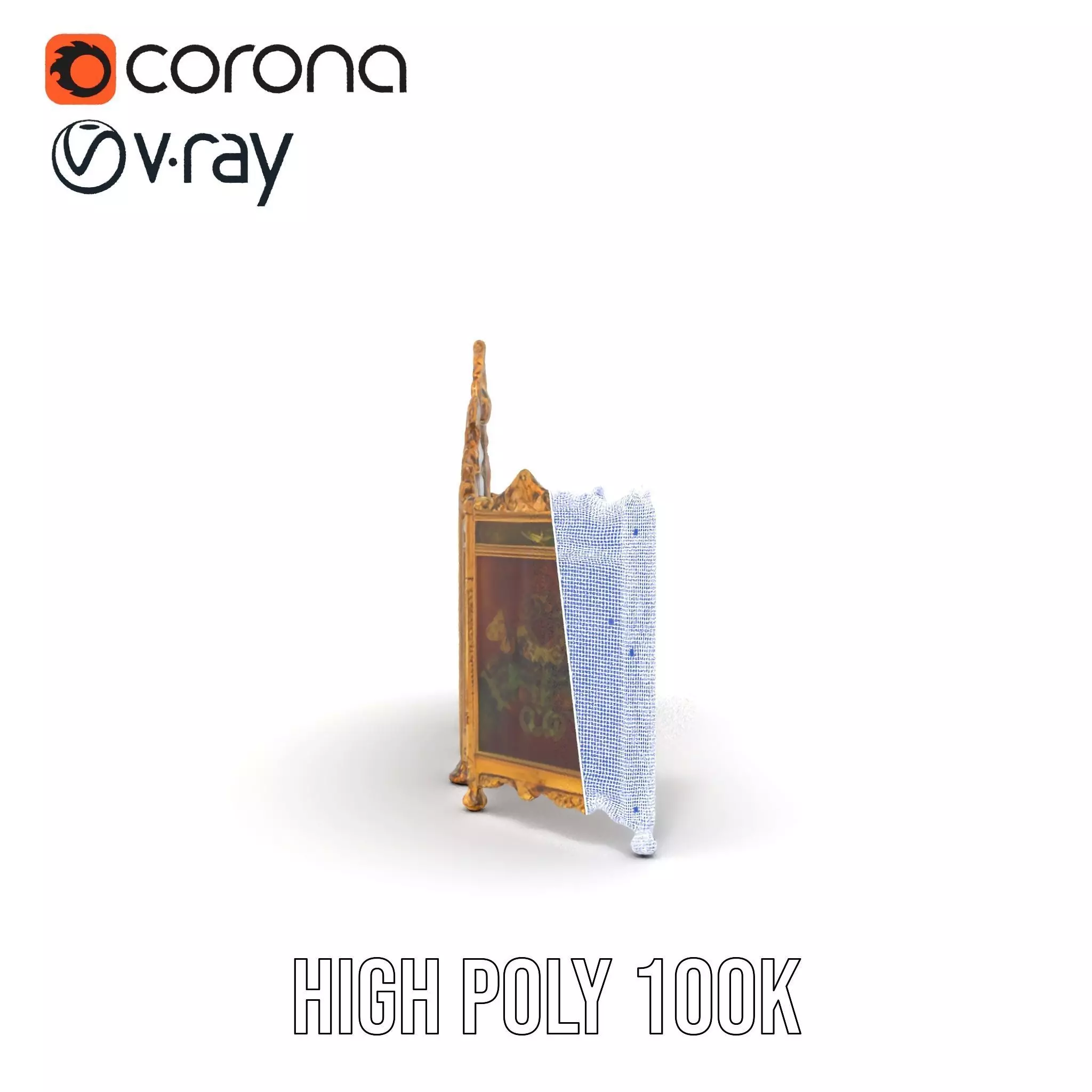 Ornate Gold Mirror model pack Low-poly 3D model_30