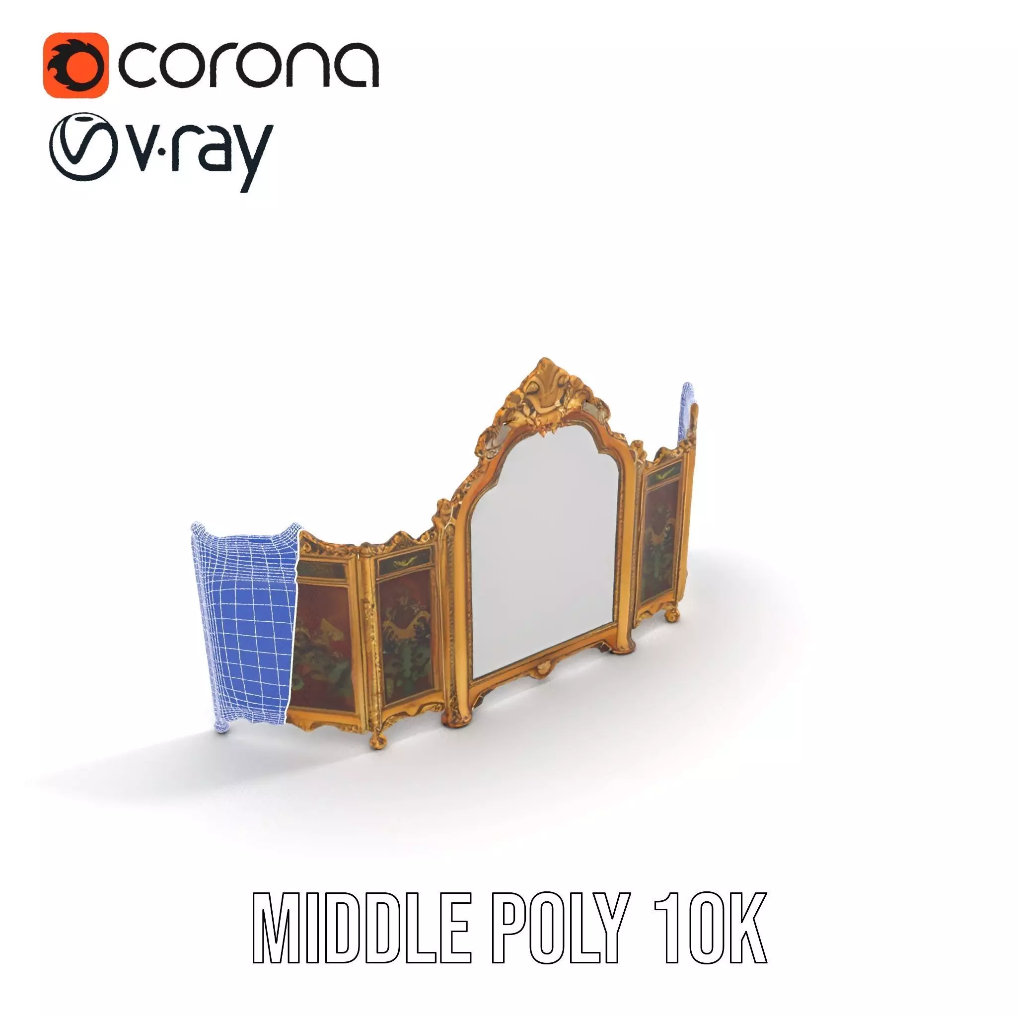 Ornate Gold Mirror model pack Low-poly 3D model_31