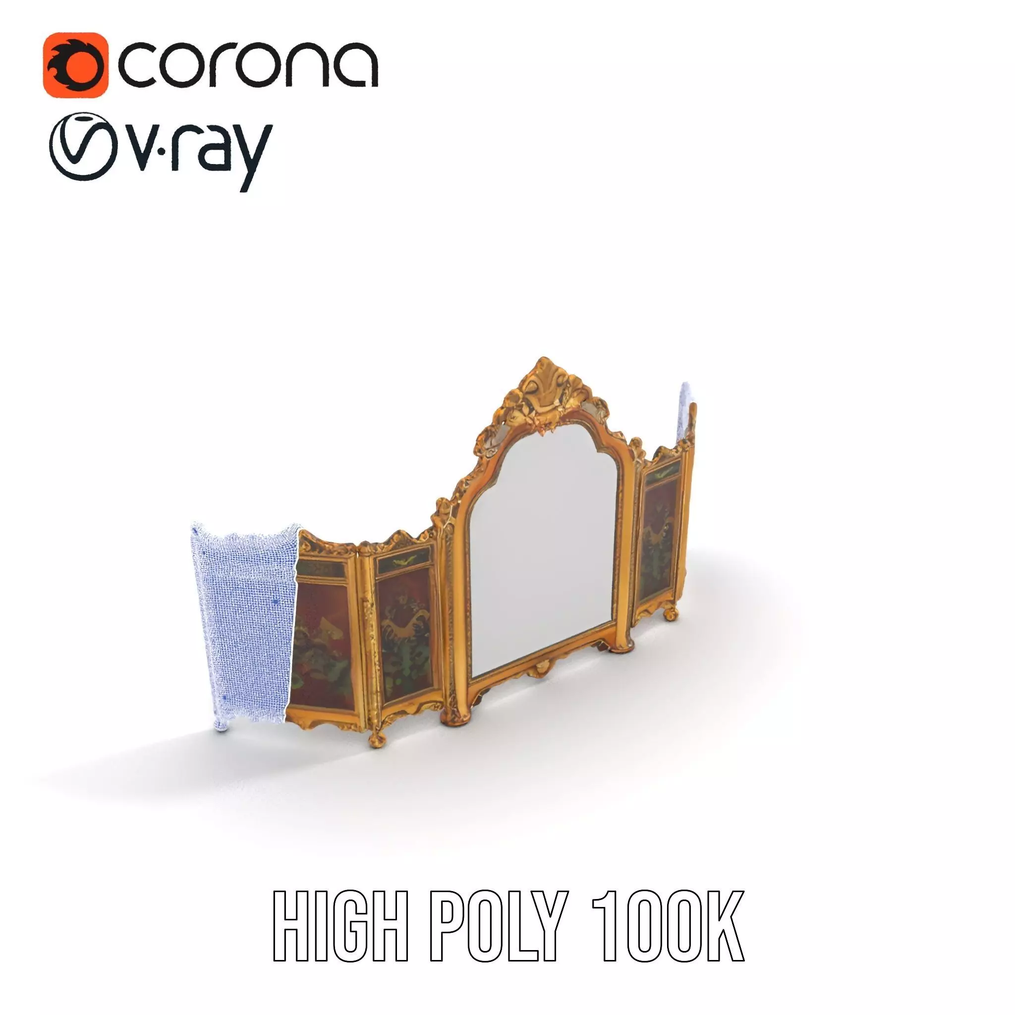 Ornate Gold Mirror model pack Low-poly 3D model_35