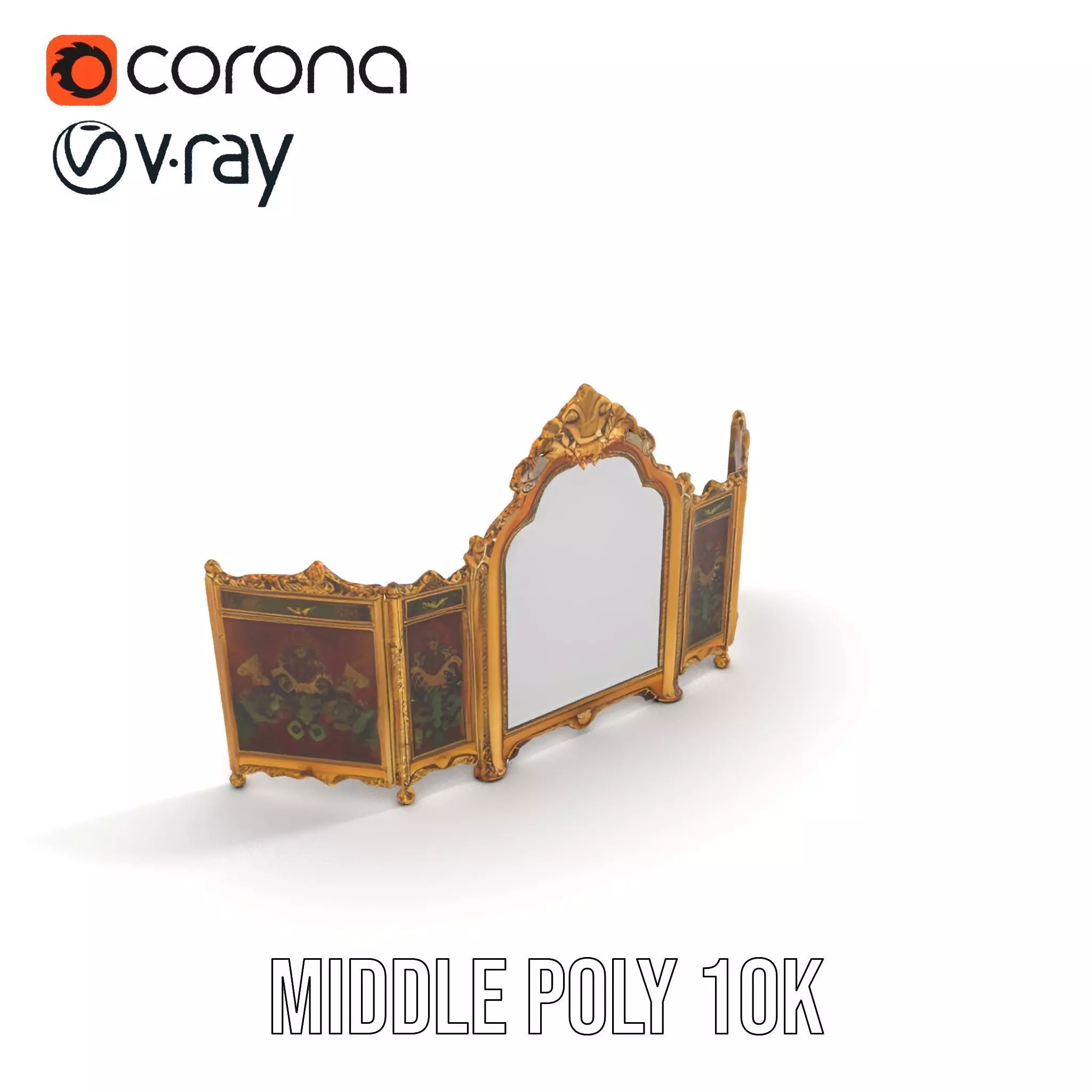 Ornate Gold Mirror model pack Low-poly 3D model_6
