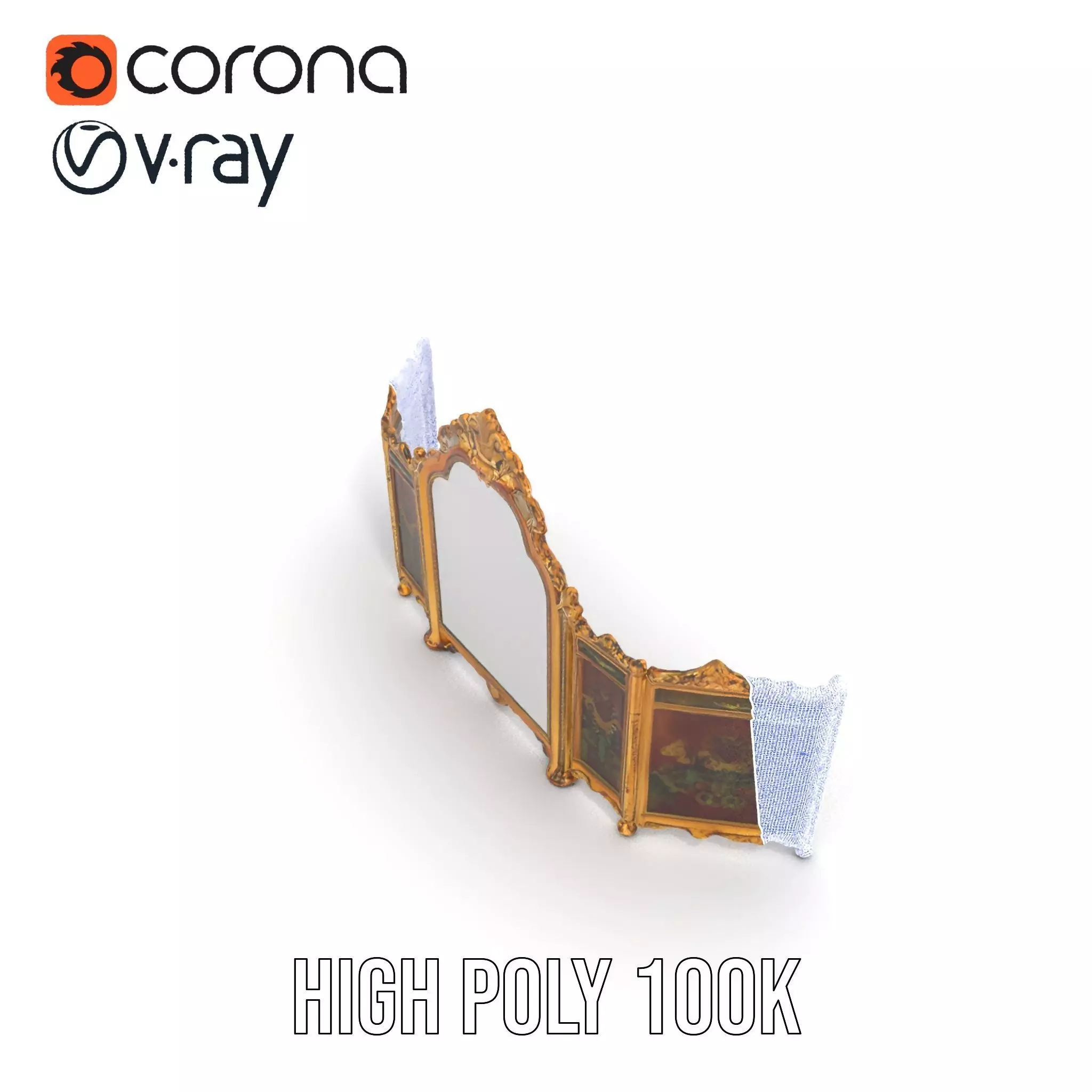 Ornate Gold Mirror model pack Low-poly 3D model_27