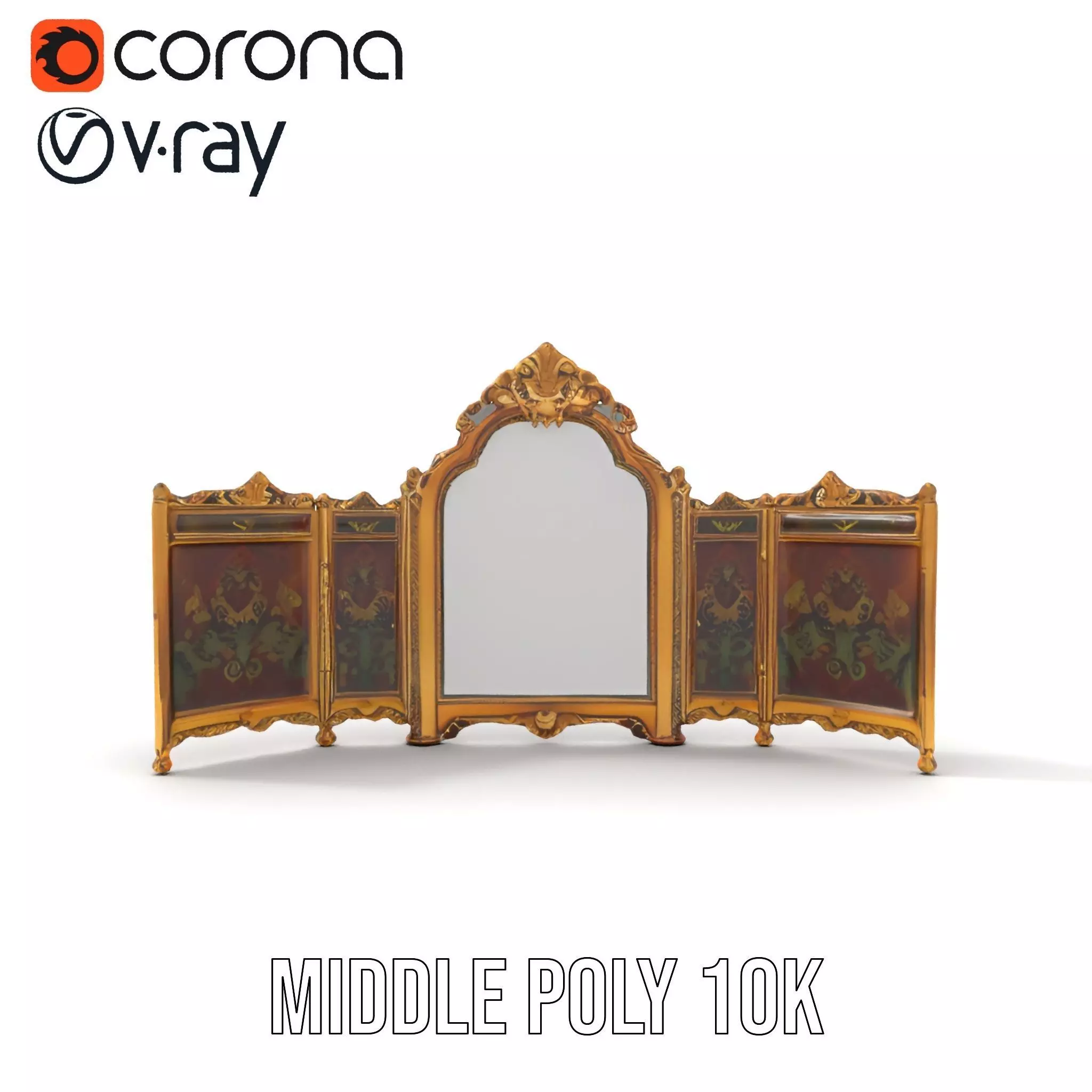 Ornate Gold Mirror model pack Low-poly 3D model_17