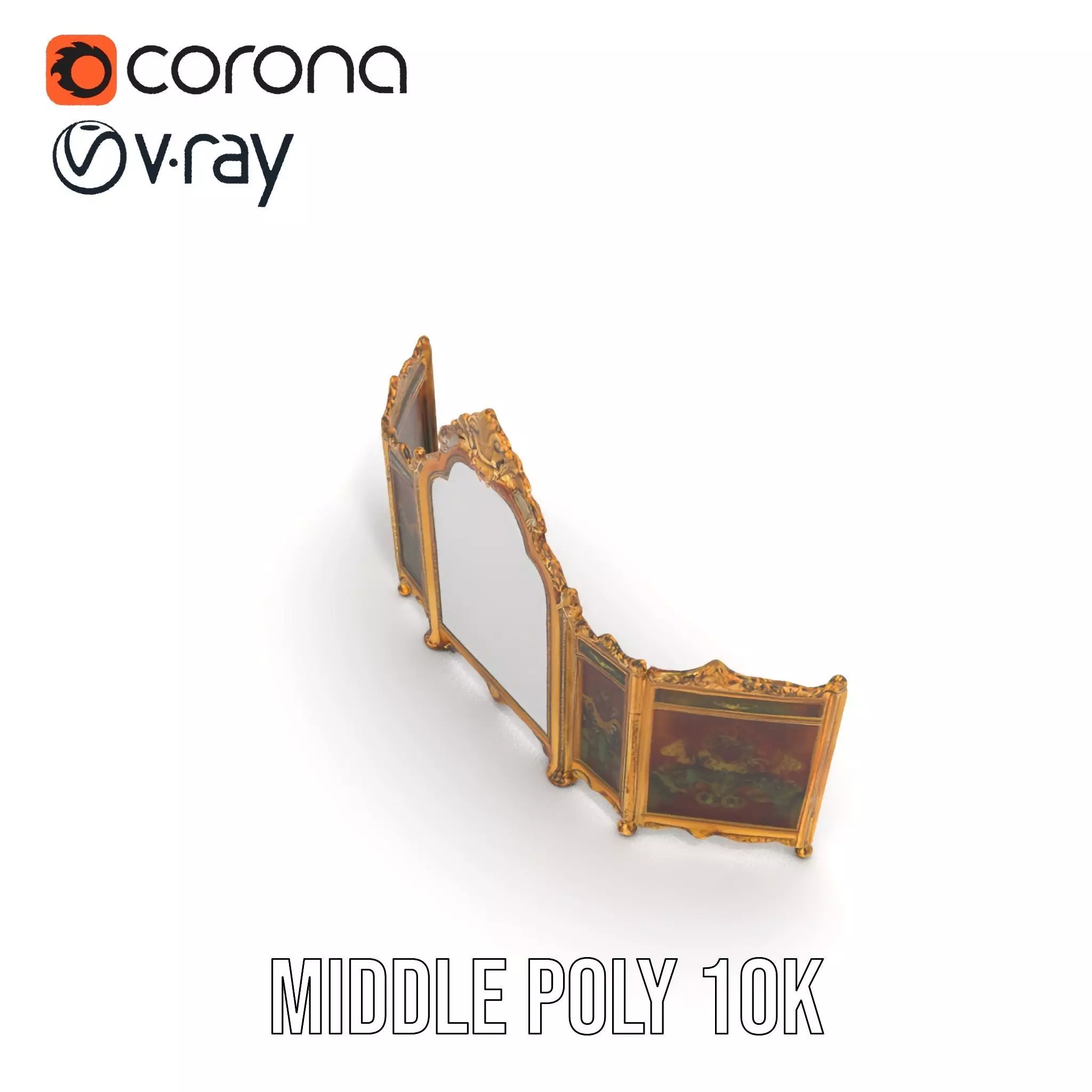 Ornate Gold Mirror model pack Low-poly 3D model_7