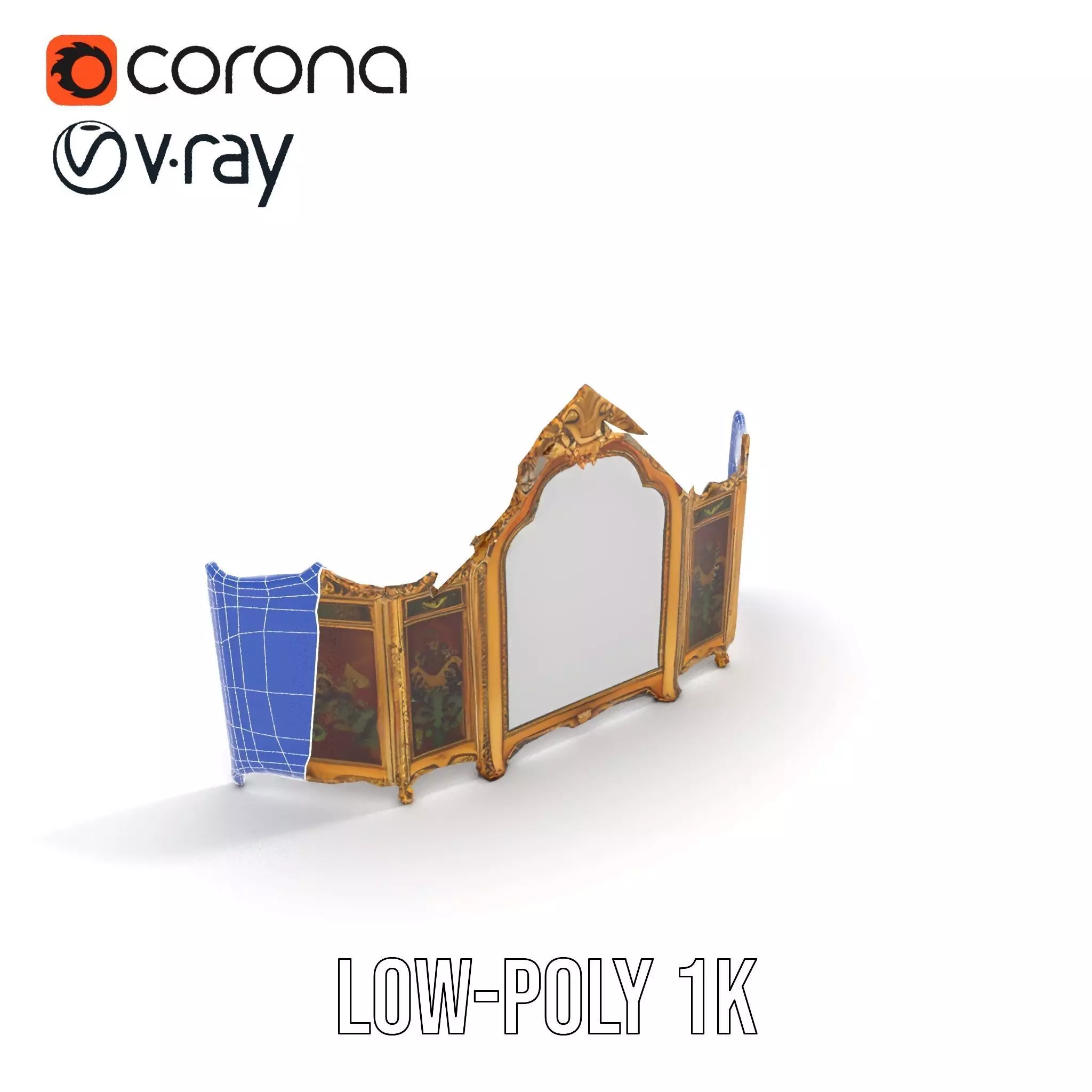 Ornate Gold Mirror model pack Low-poly 3D model_15