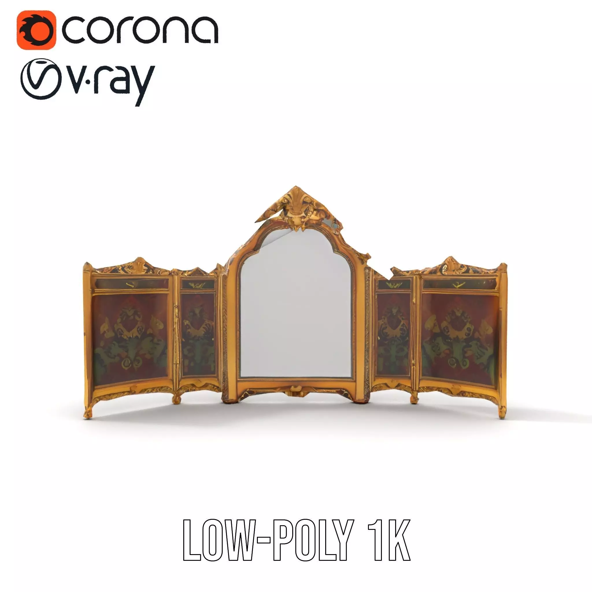 Ornate Gold Mirror model pack Low-poly 3D model_26