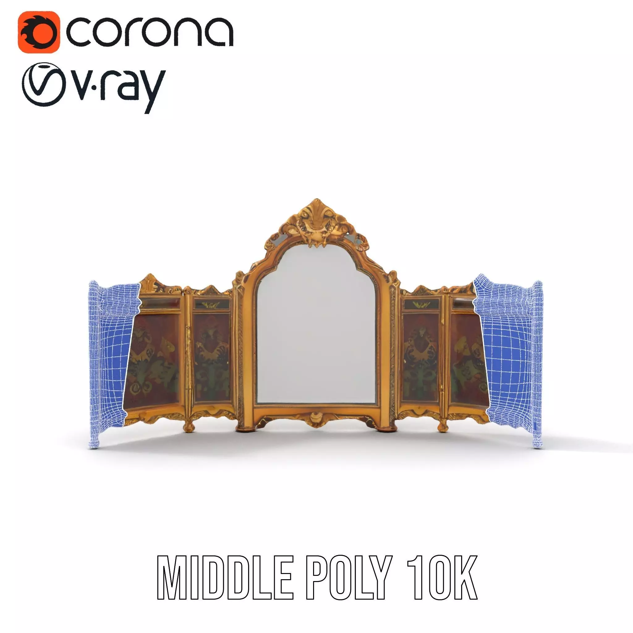 Ornate Gold Mirror model pack Low-poly 3D model_20