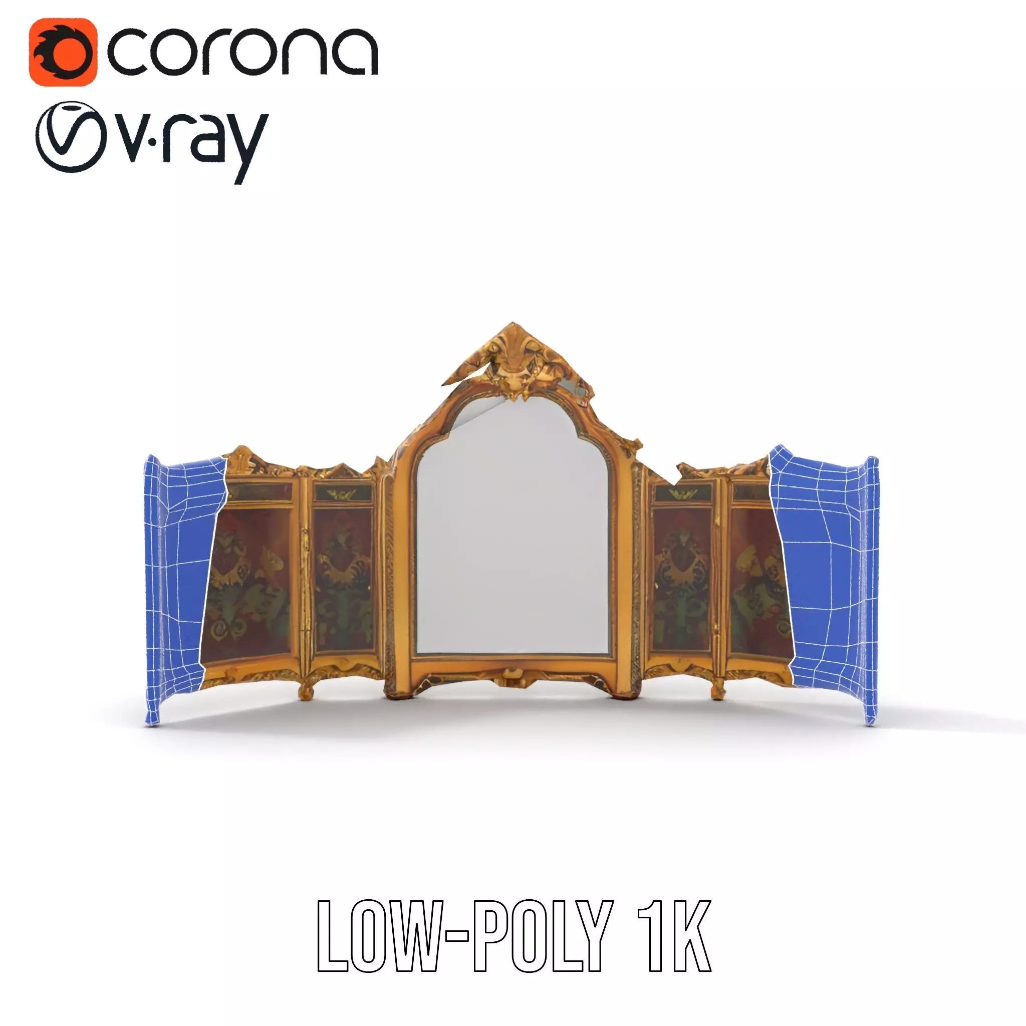 Ornate Gold Mirror model pack Low-poly 3D model_32