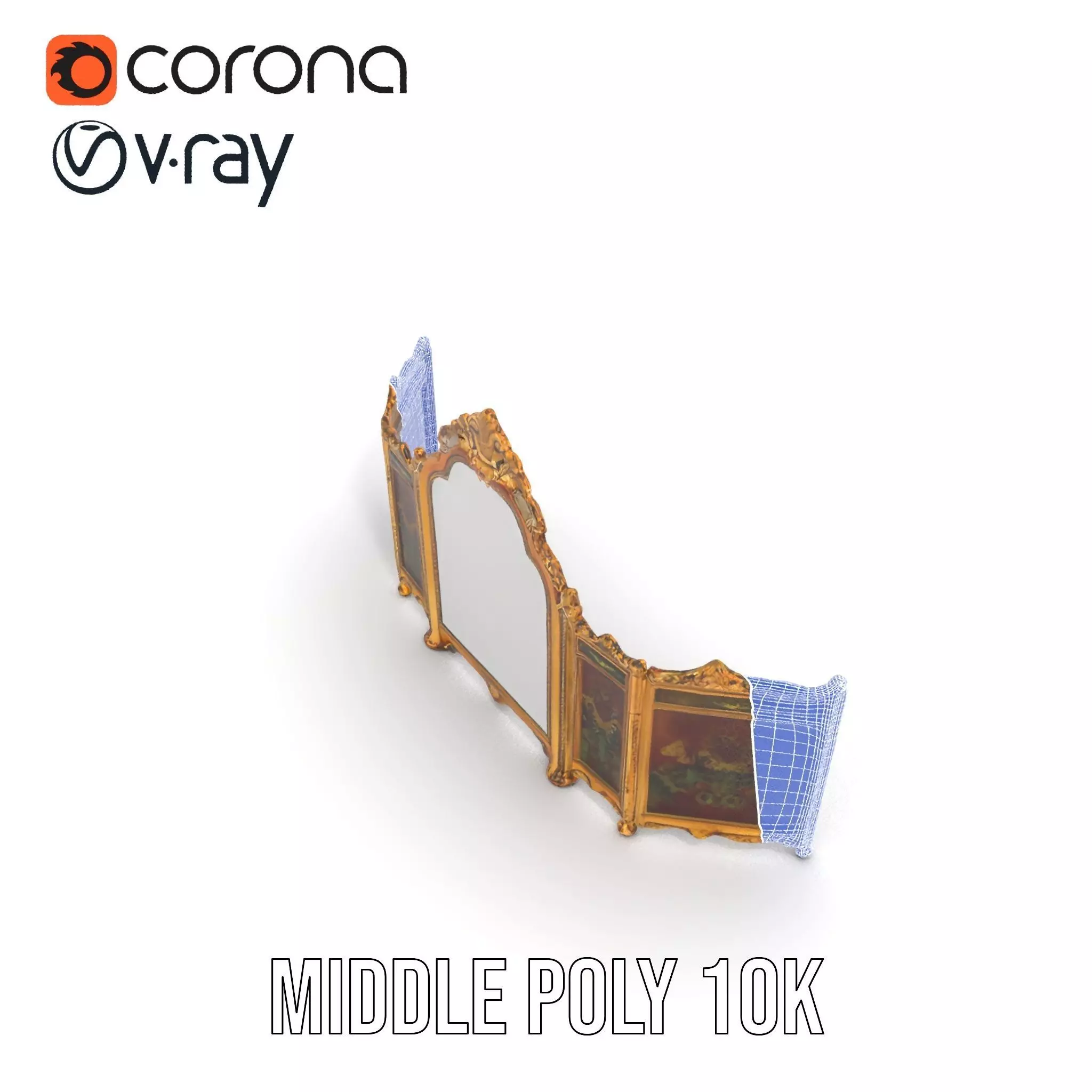 Ornate Gold Mirror model pack Low-poly 3D model_22