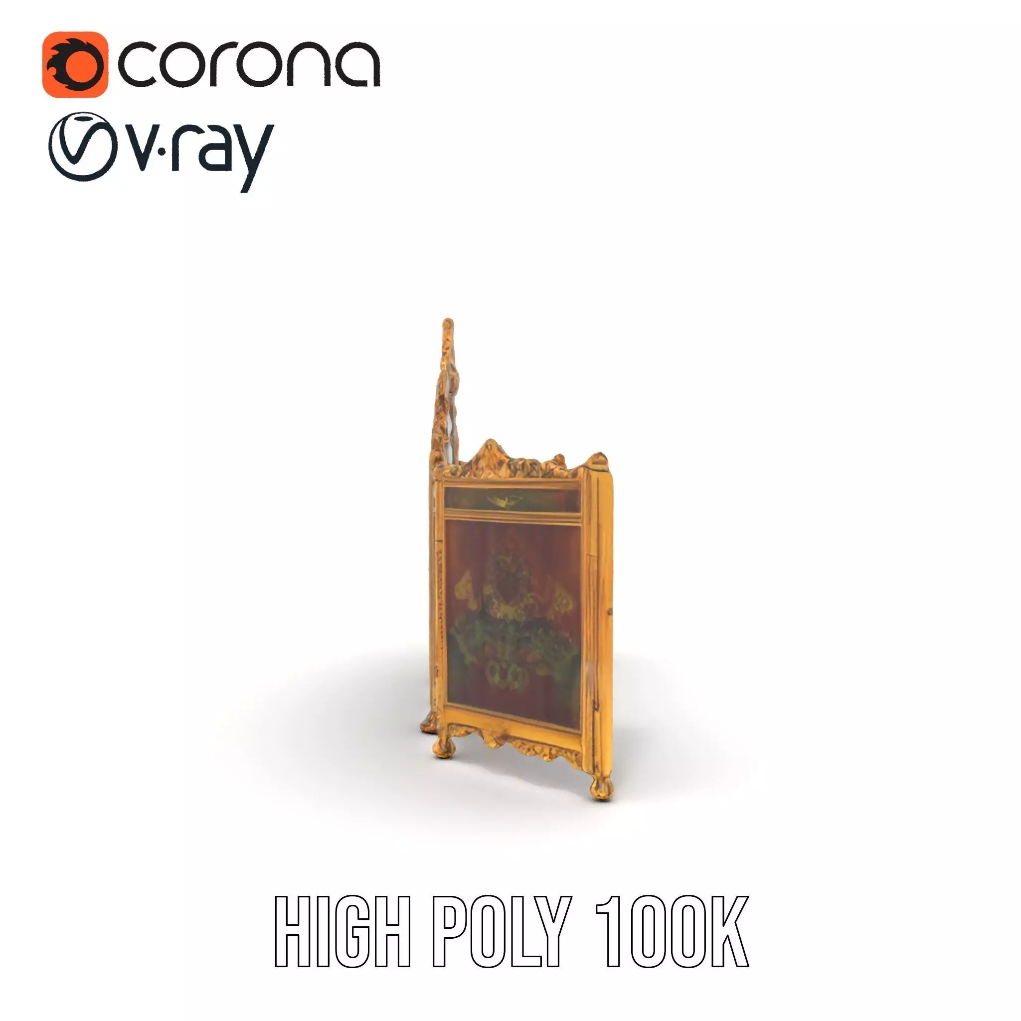 Ornate Gold Mirror model pack Low-poly 3D model_33