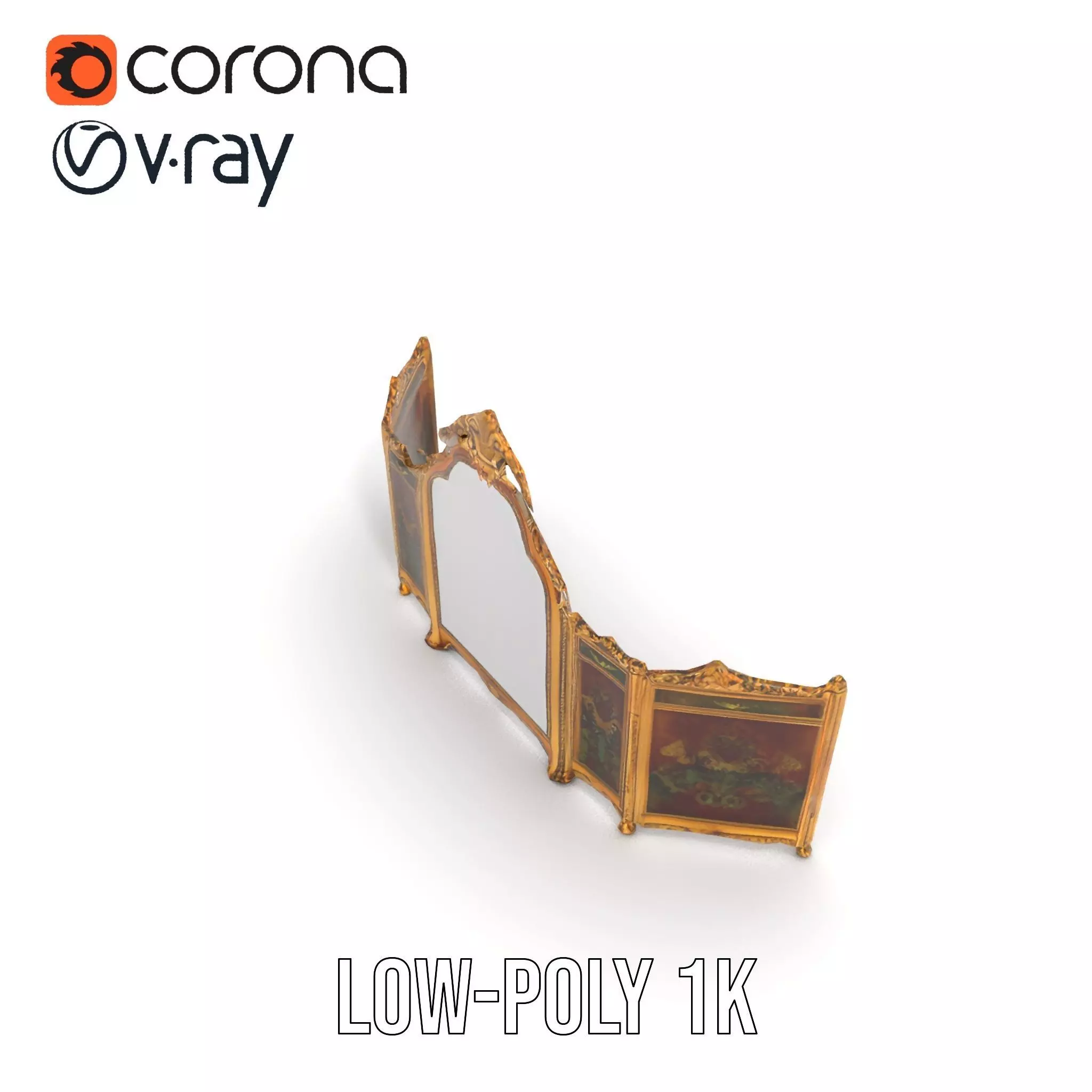 Ornate Gold Mirror model pack Low-poly 3D model_29