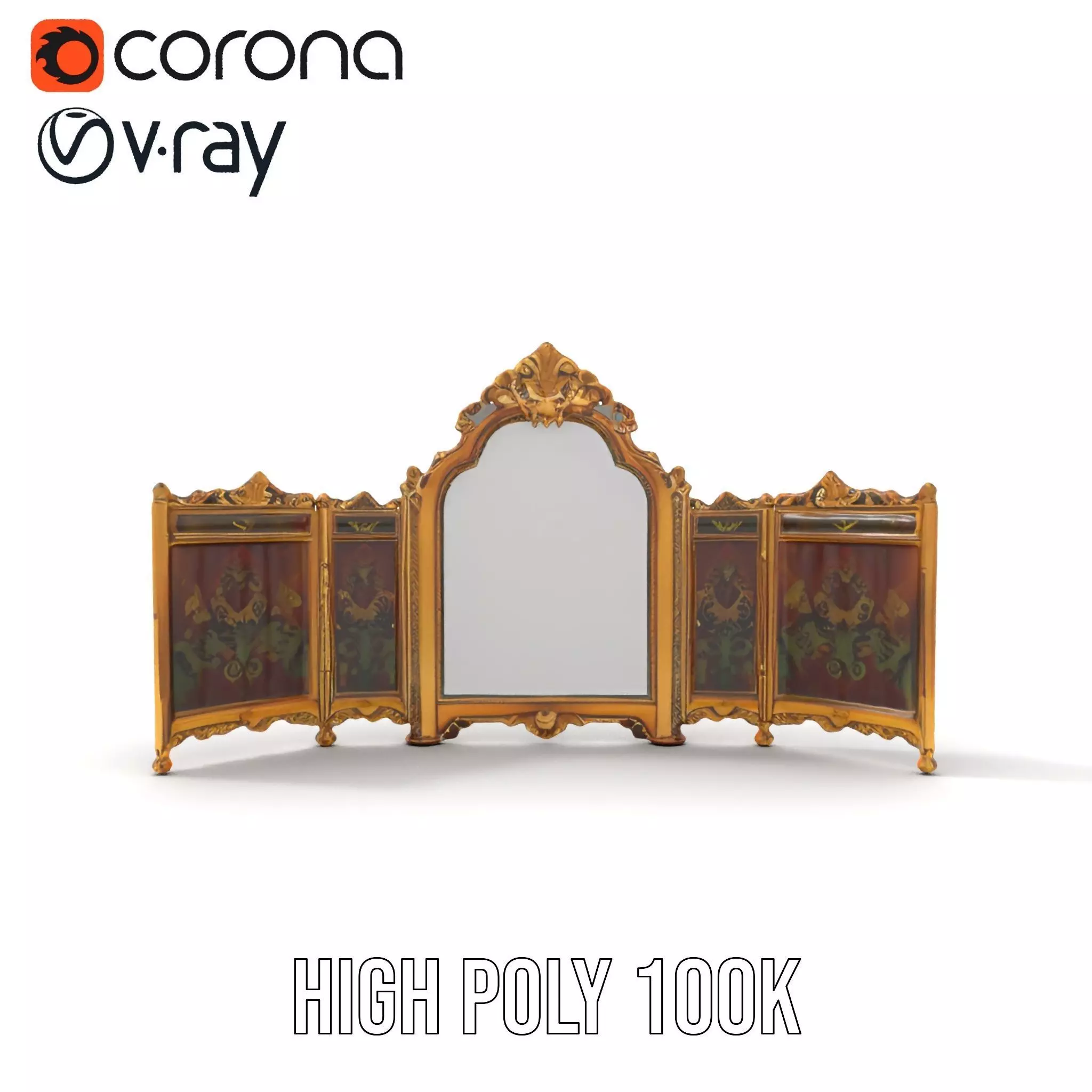 Ornate Gold Mirror model pack Low-poly 3D model_24