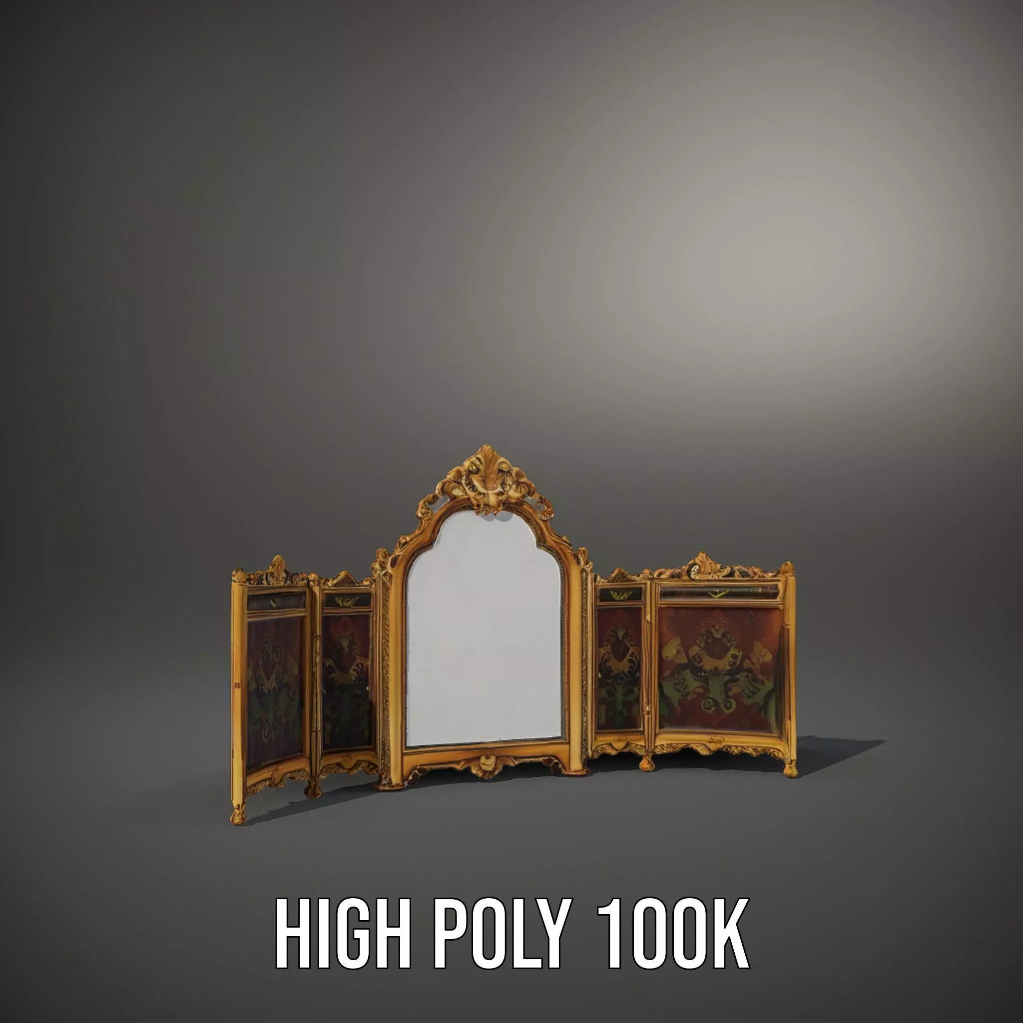 Ornate Gold Mirror model pack Low-poly 3D model_11