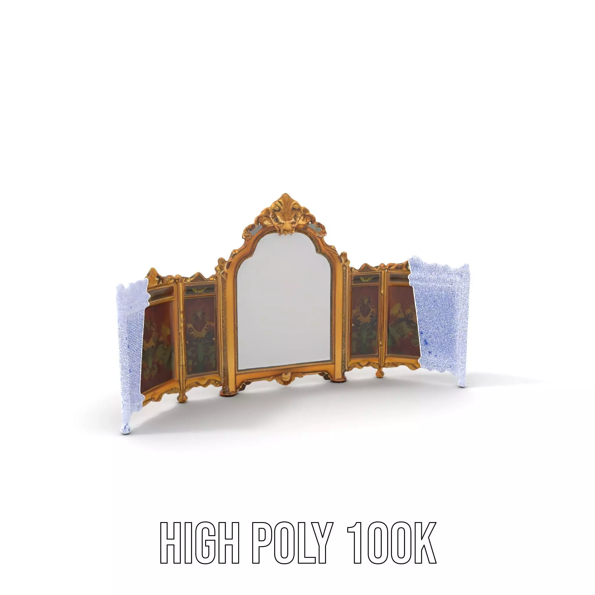 Ornate Gold Mirror model pack Low-poly 3D model_5