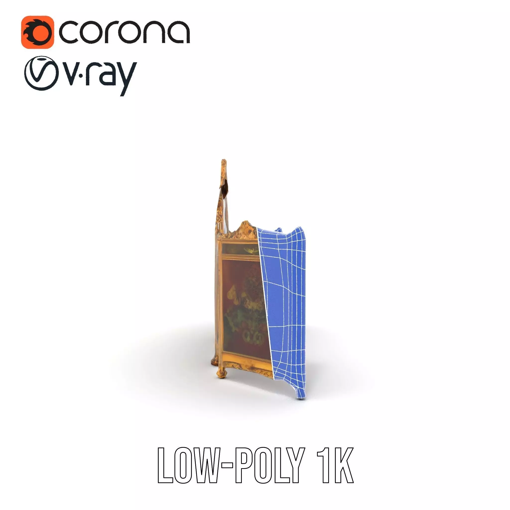 Ornate Gold Mirror model pack Low-poly 3D model_21