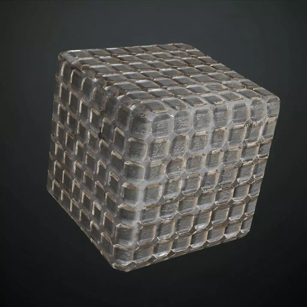 Padded Checkerboard Square Fabric PBR Seamless Texture_4