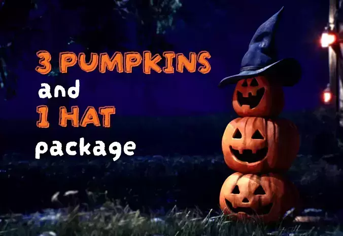 Halloween Pumpkin Tower package with 3 Jack-O-Lantern pumpkins