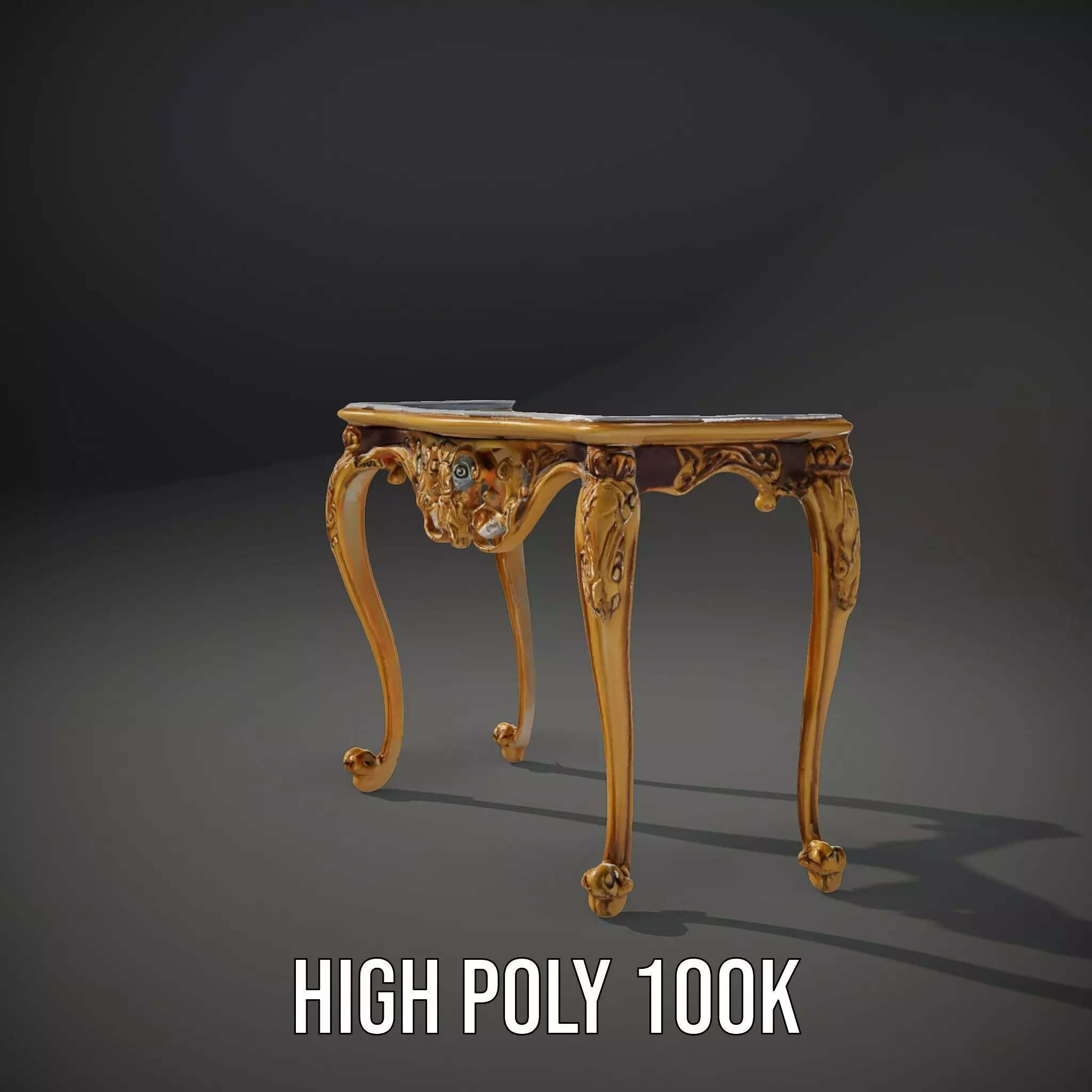 Baroque Gold Console Table model pack Low-poly 3D model_10