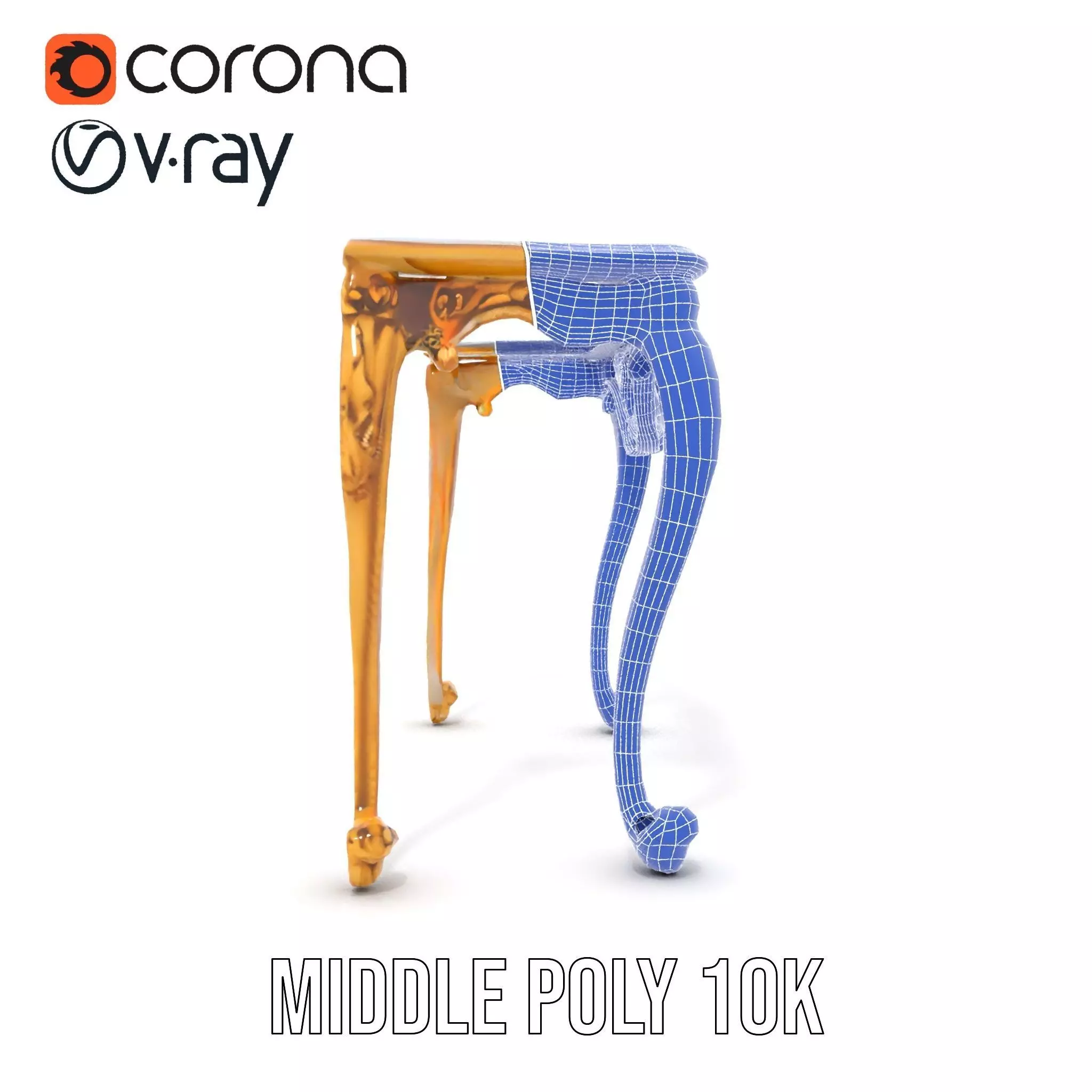 Baroque Gold Console Table model pack Low-poly 3D model_27