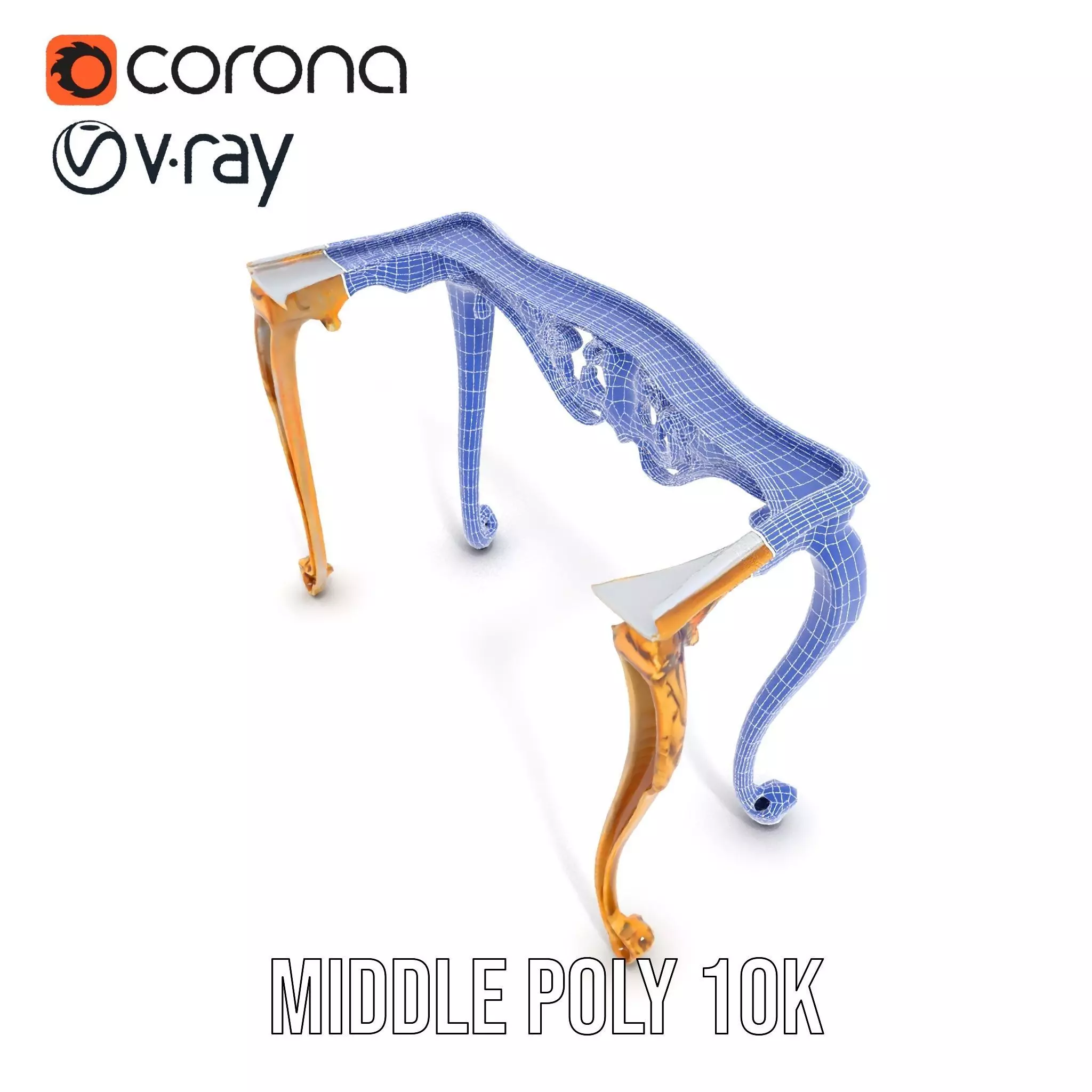 Baroque Gold Console Table model pack Low-poly 3D model_16