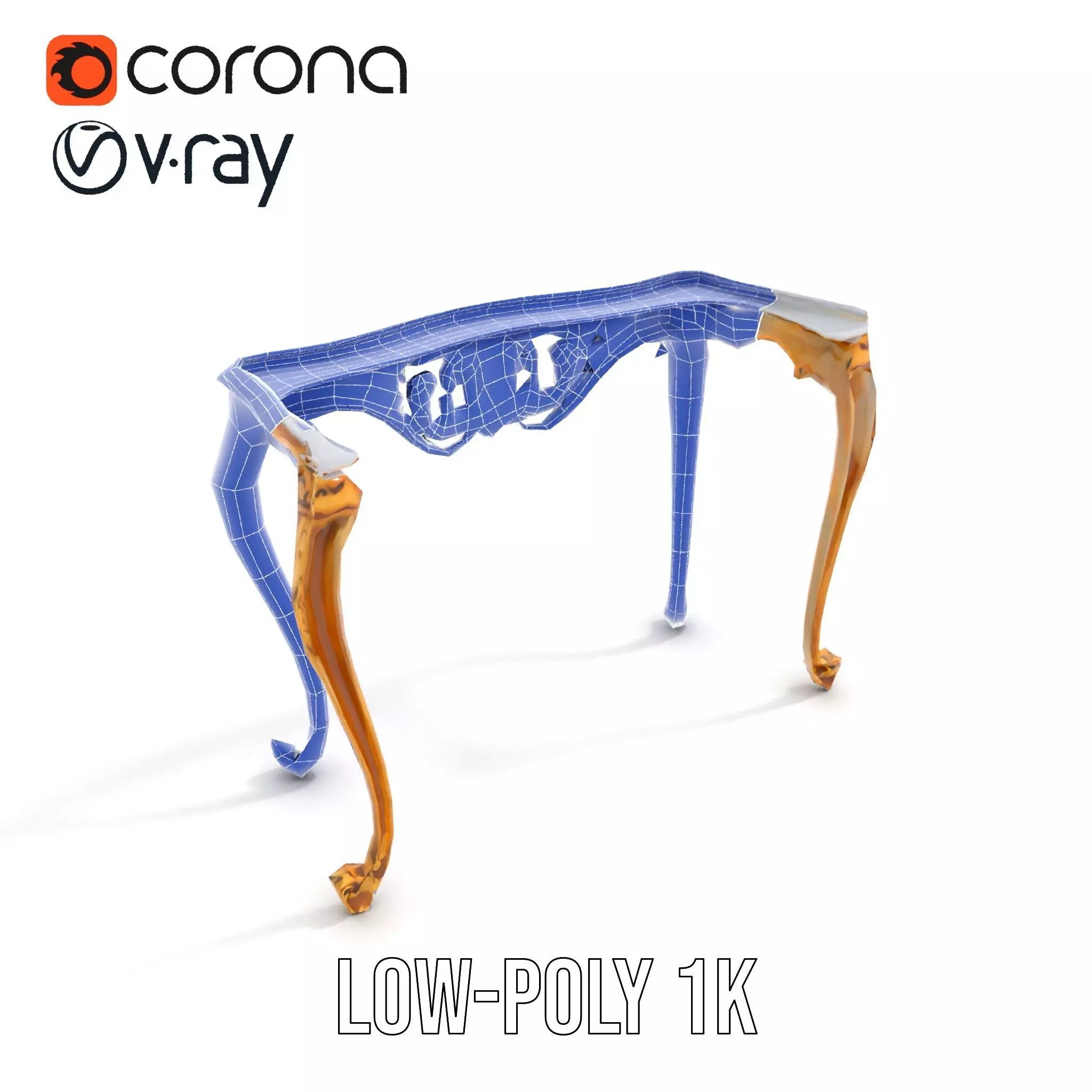 Baroque Gold Console Table model pack Low-poly 3D model_17
