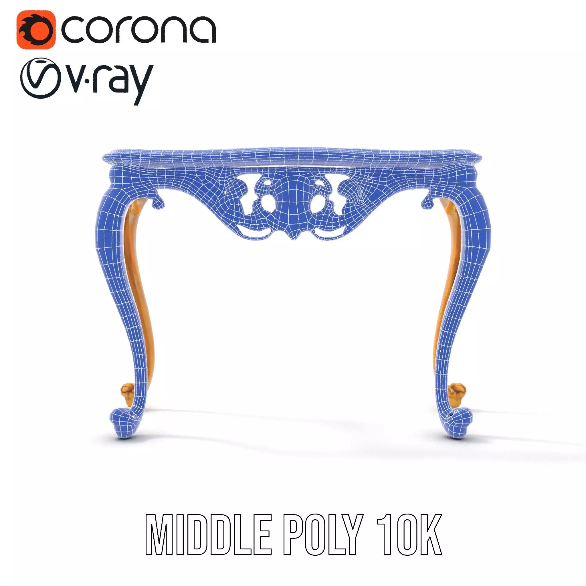 Baroque Gold Console Table model pack Low-poly 3D model_30