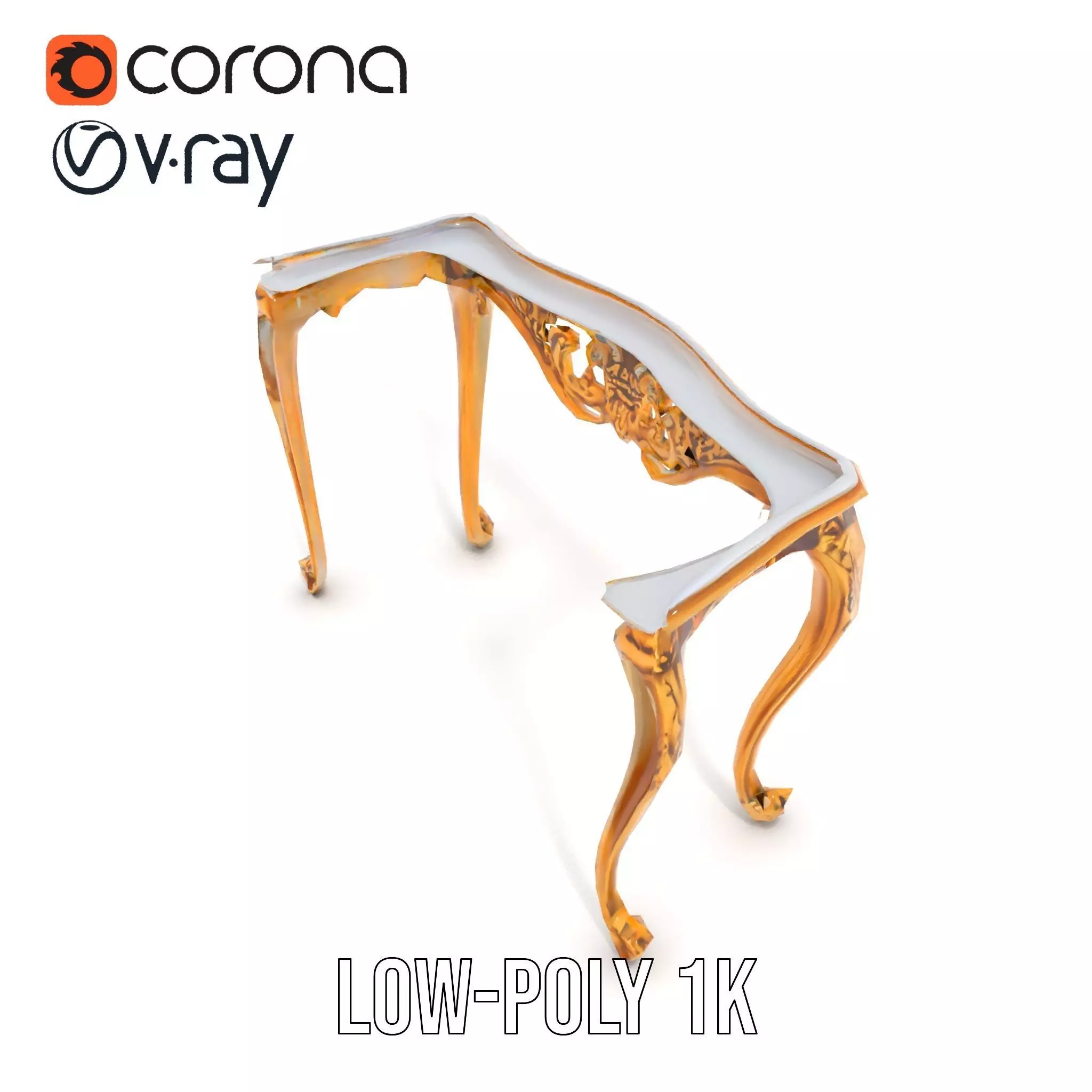 Baroque Gold Console Table model pack Low-poly 3D model_9