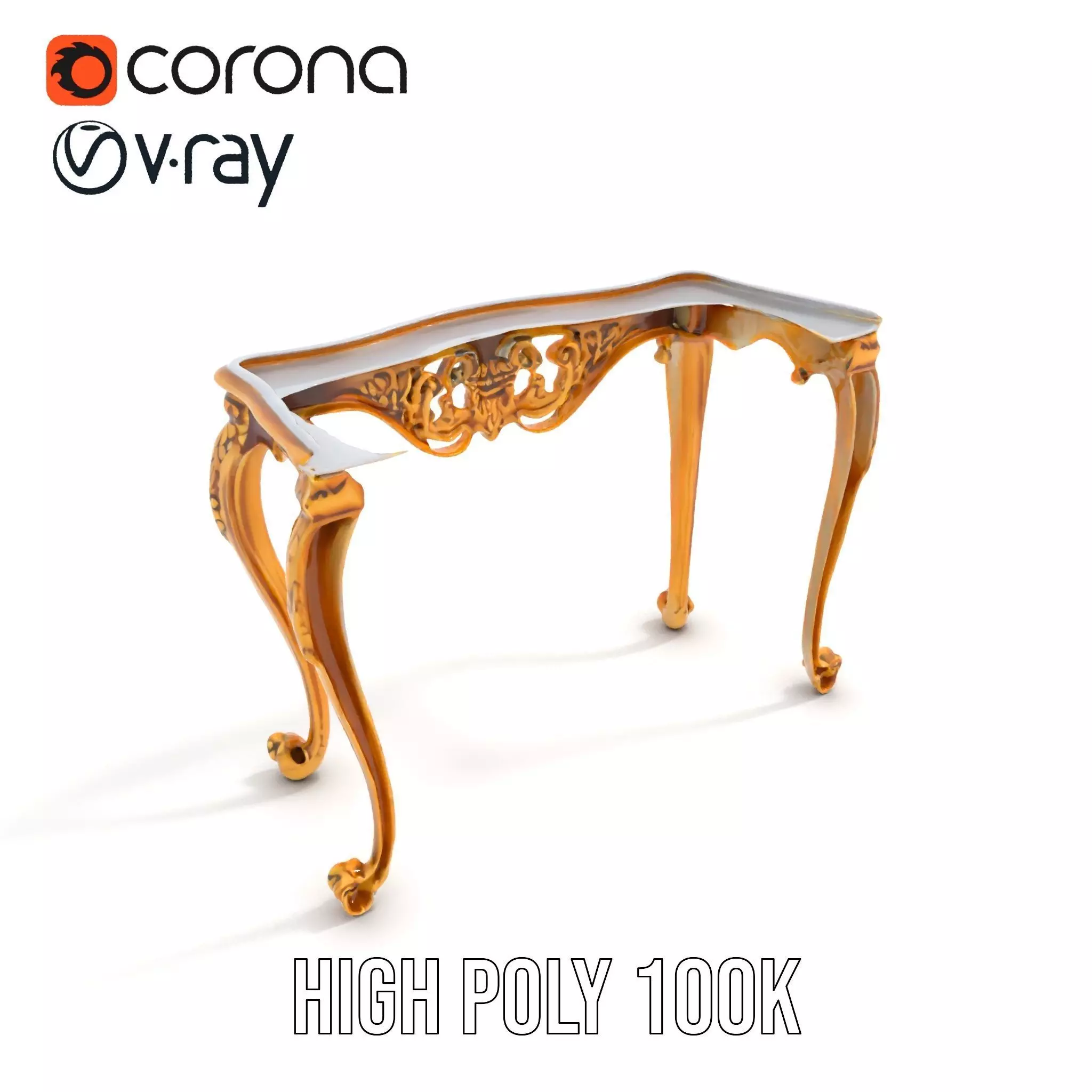 Baroque Gold Console Table model pack Low-poly 3D model_18
