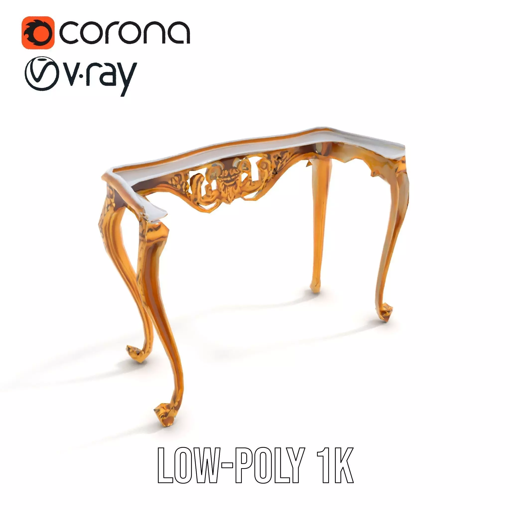 Baroque Gold Console Table model pack Low-poly 3D model_20