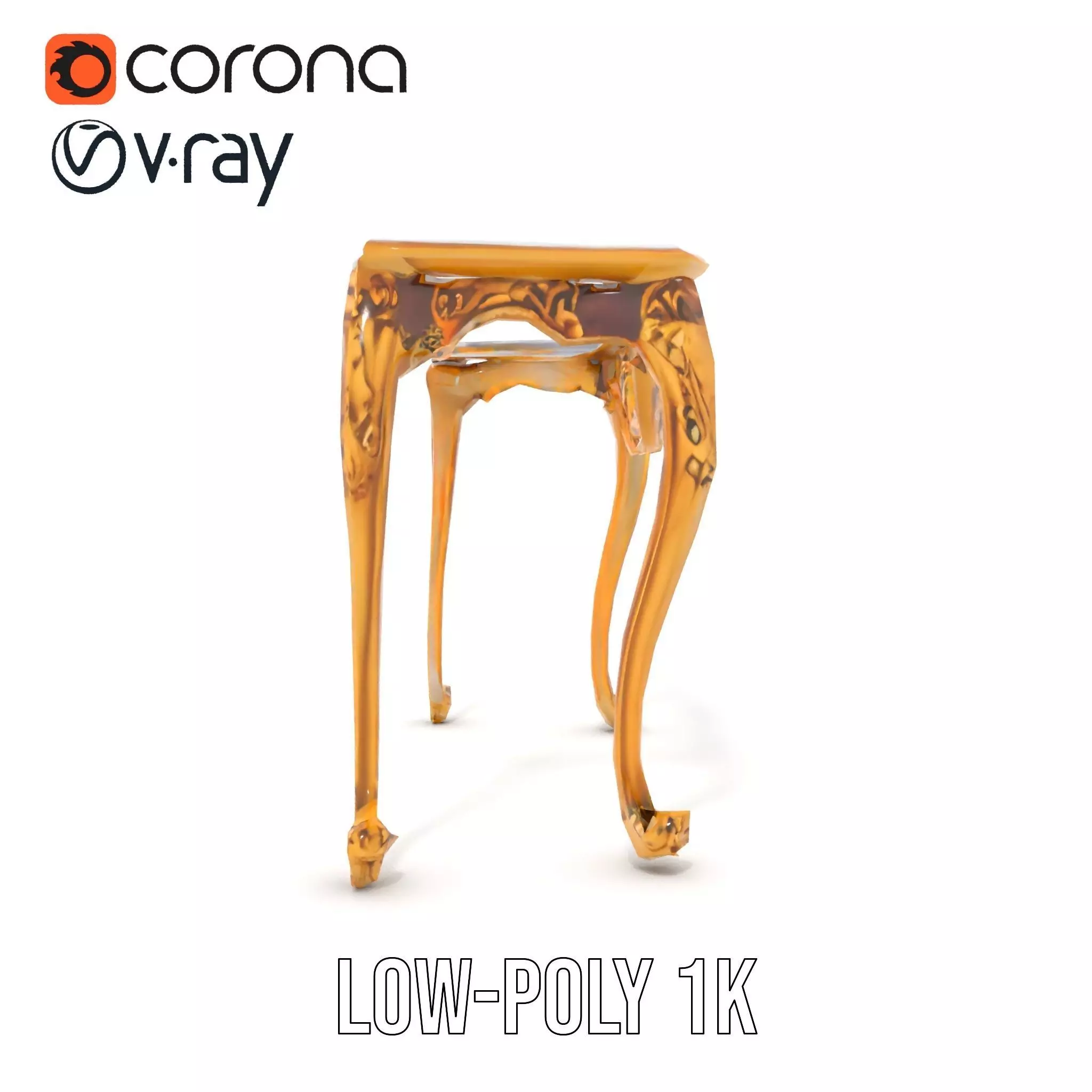 Baroque Gold Console Table model pack Low-poly 3D model_12