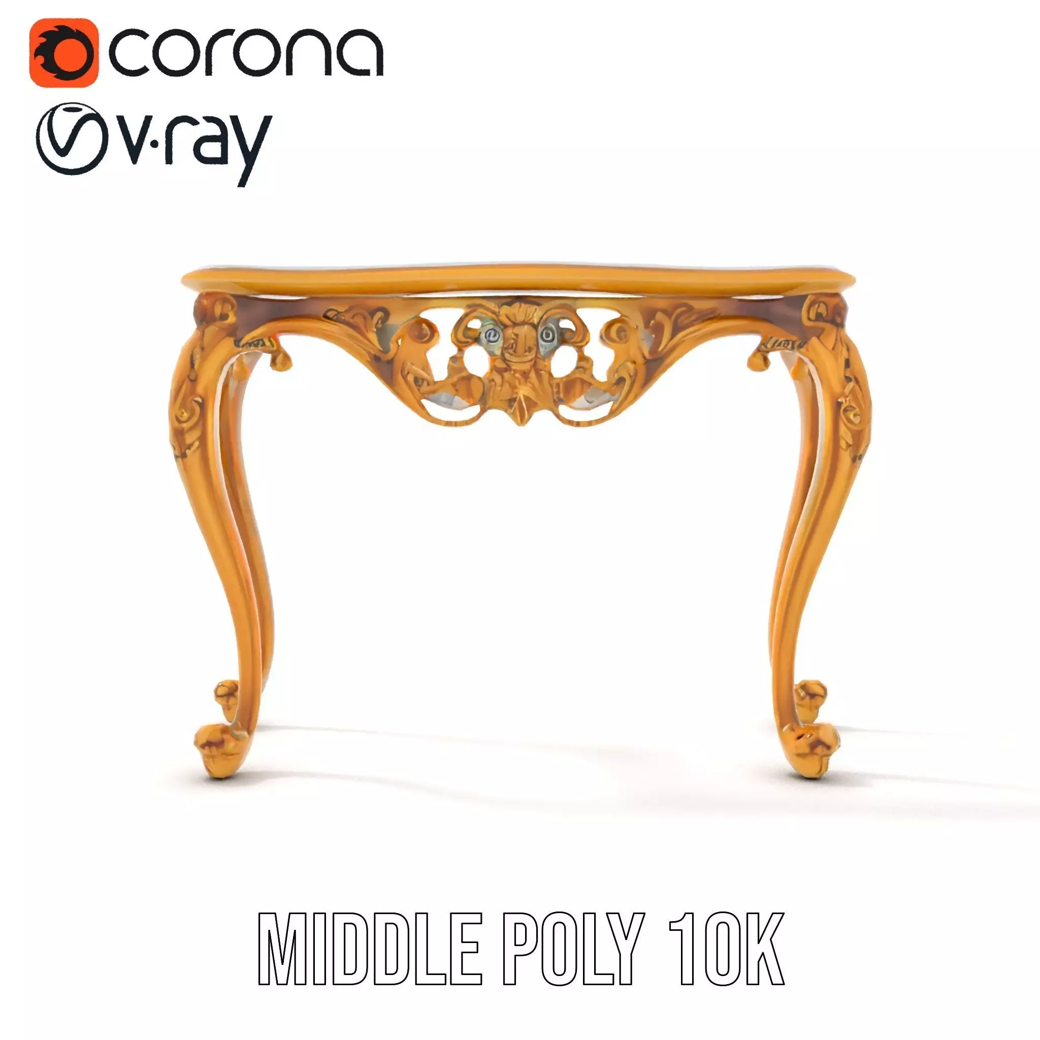 Baroque Gold Console Table model pack Low-poly 3D model_13