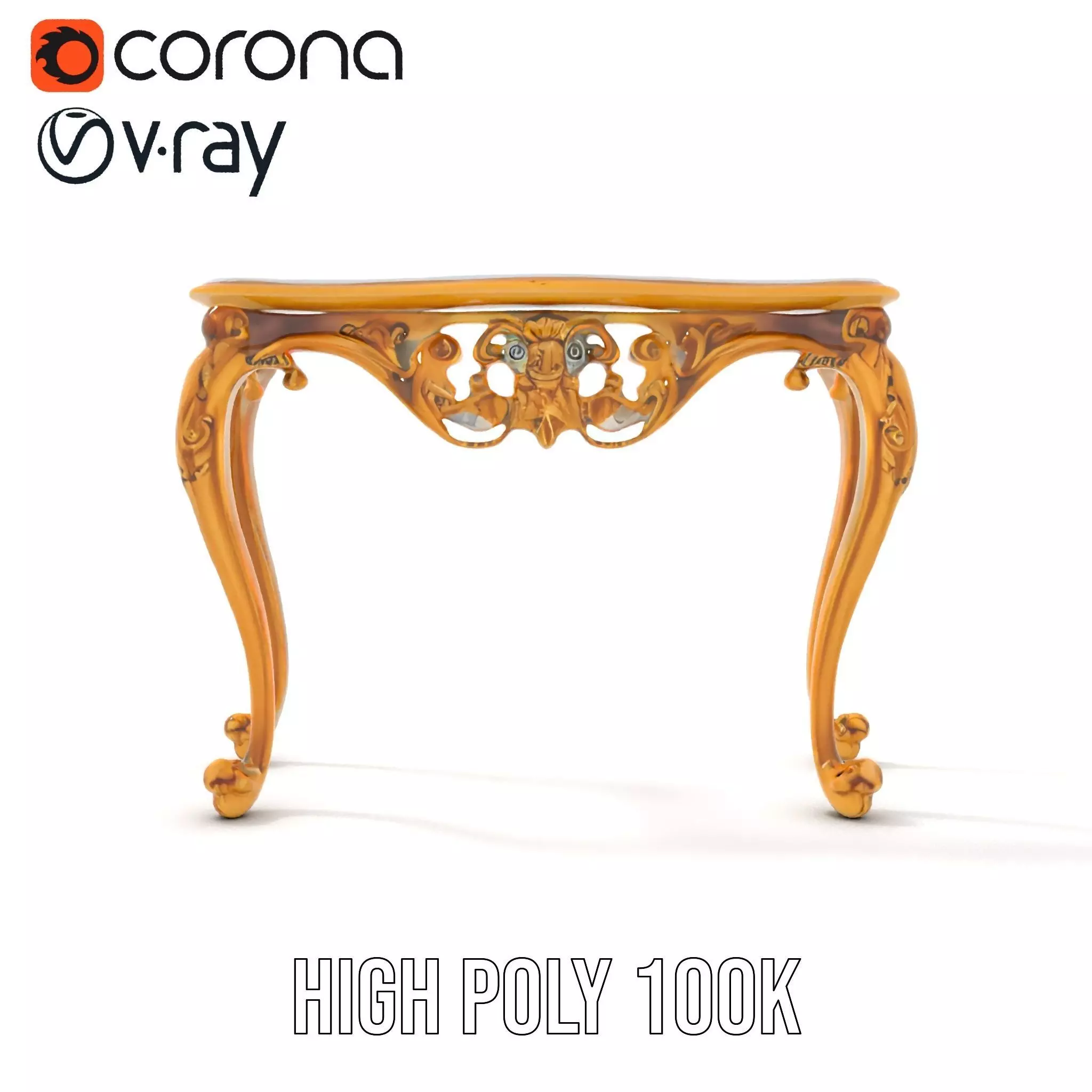 Baroque Gold Console Table model pack Low-poly 3D model_23