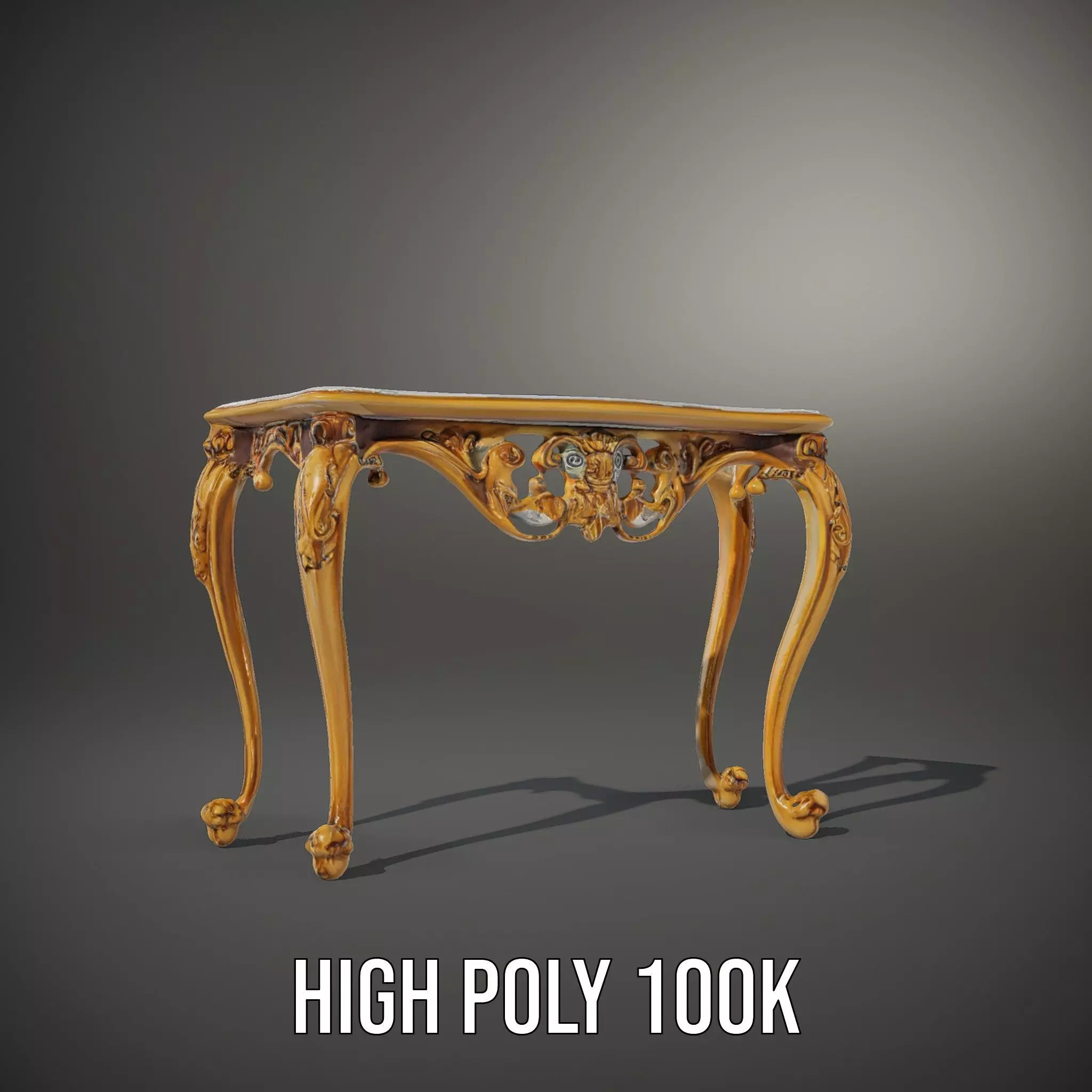 Baroque Gold Console Table model pack Low-poly 3D model_8