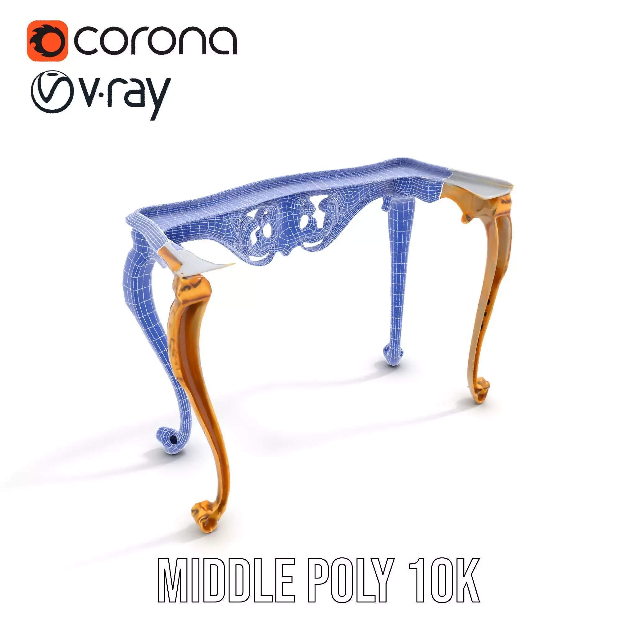 Baroque Gold Console Table model pack Low-poly 3D model_24