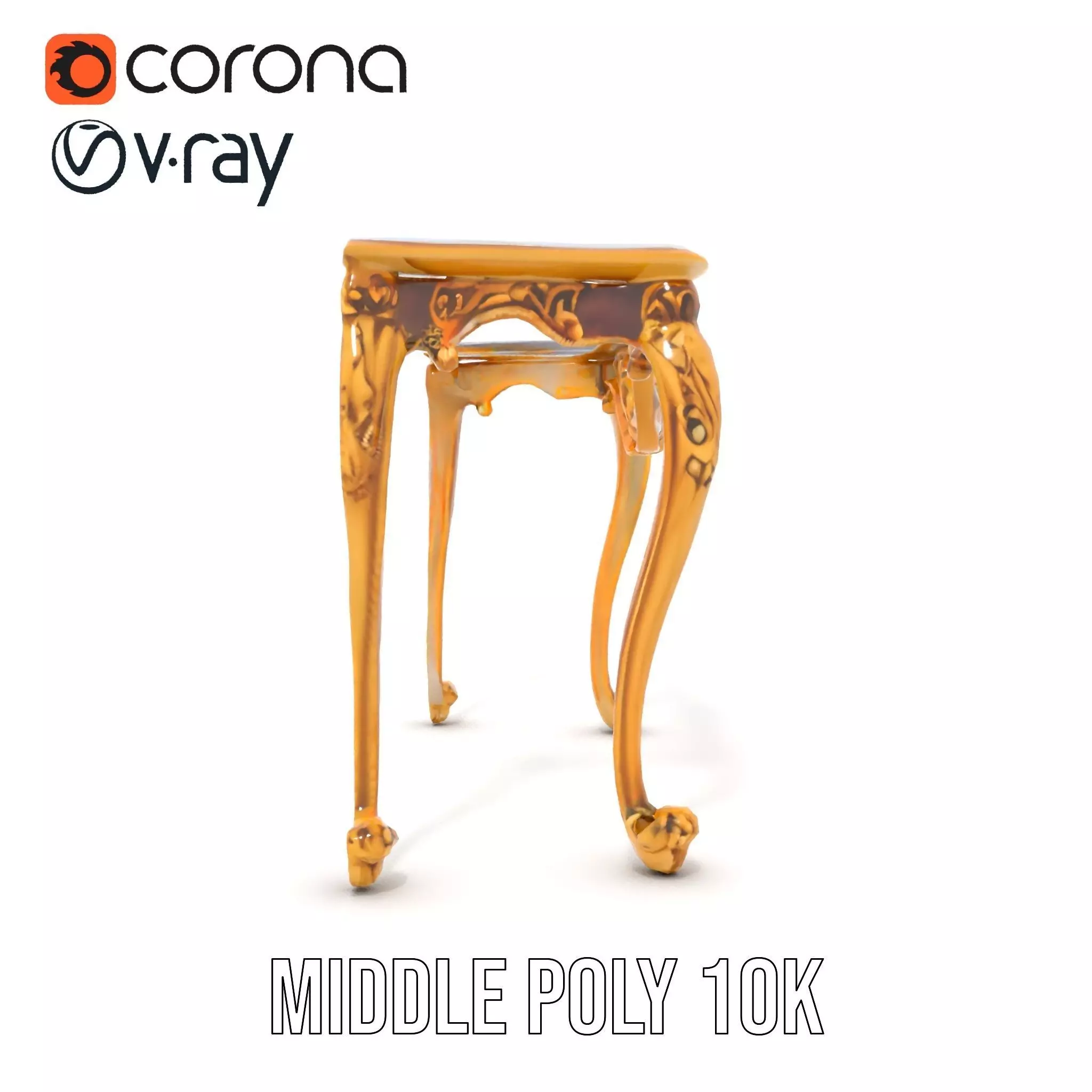 Baroque Gold Console Table model pack Low-poly 3D model_19