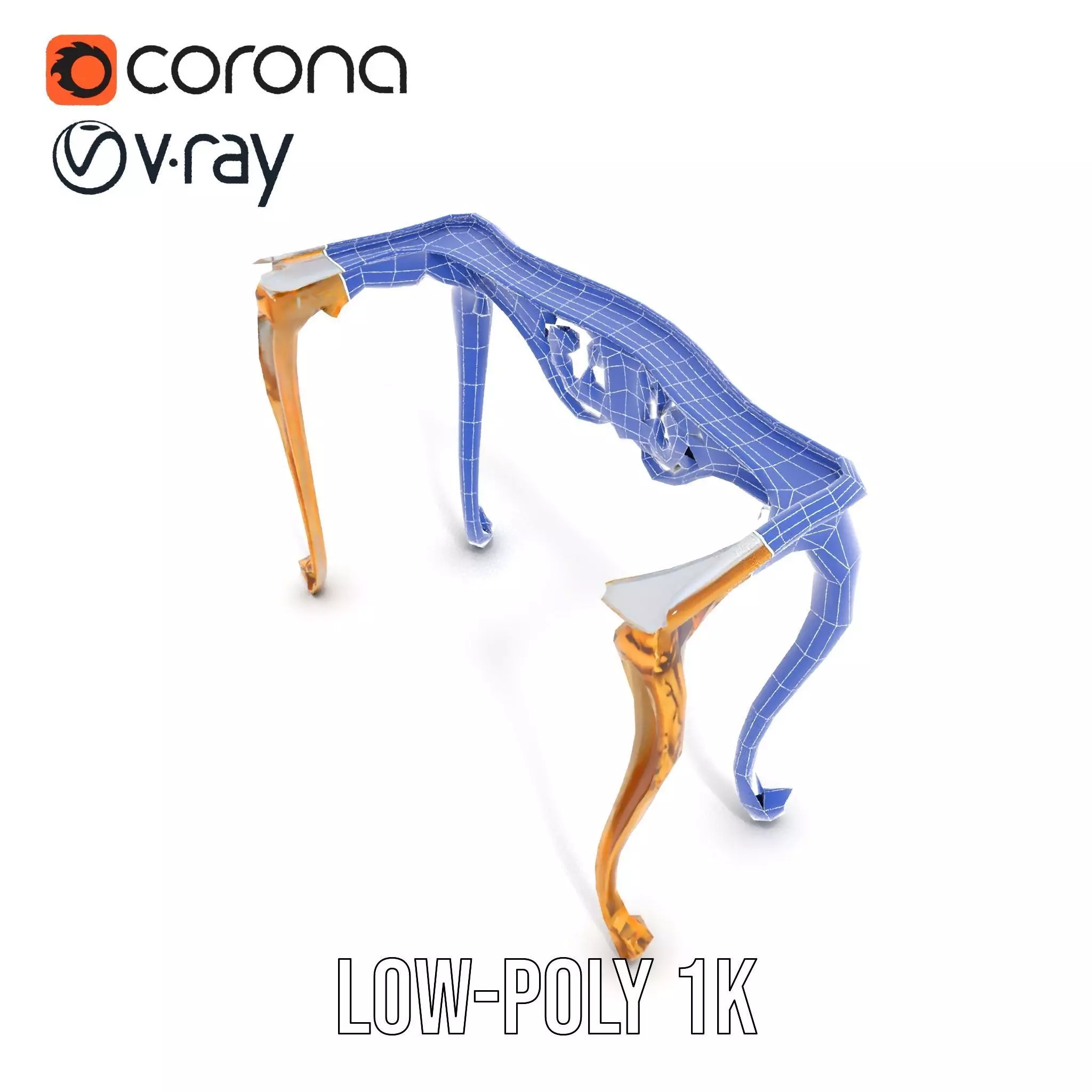 Baroque Gold Console Table model pack Low-poly 3D model_14