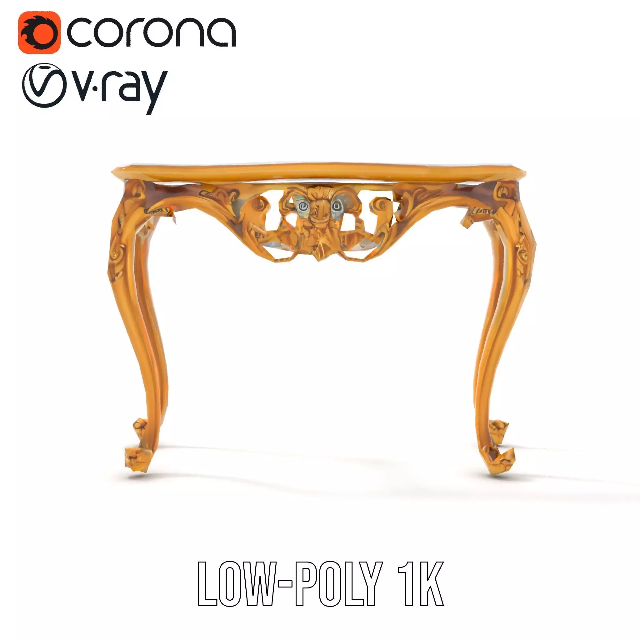 Baroque Gold Console Table model pack Low-poly 3D model_28