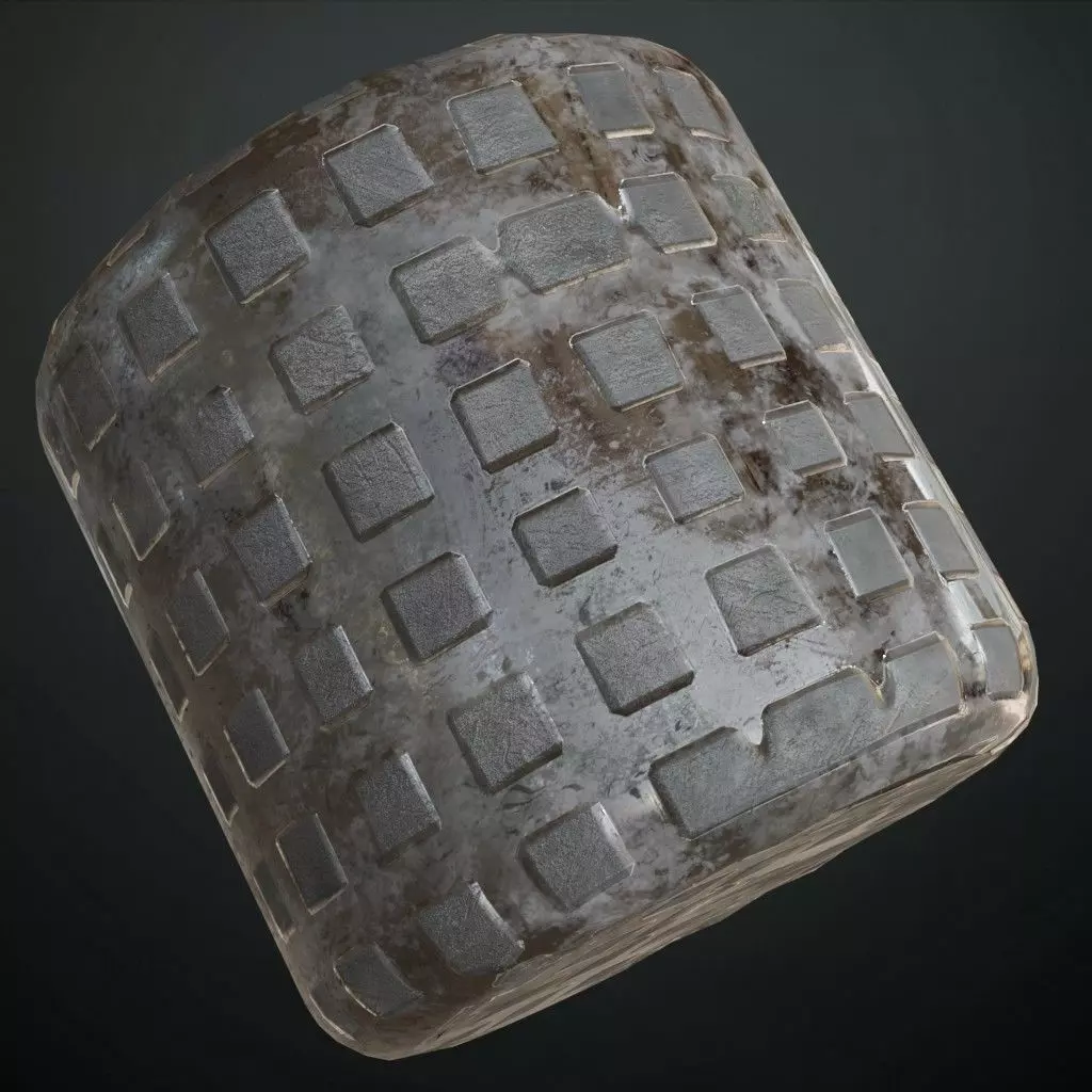 Worn Light Blue Rusty Corrugated Metal PBR Seamless Texture_1